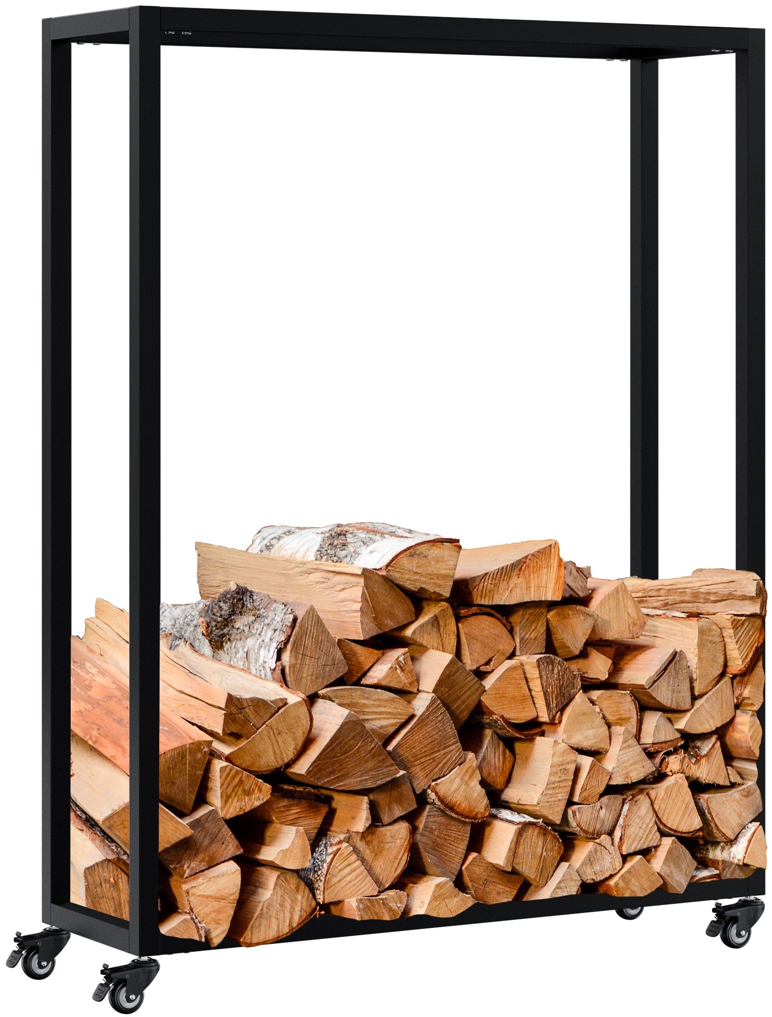 CLP Kaminholzst&auml;nder innen Metall mit Rollen Hilta, Kaminholzregal aus stabilem Metall, Aufbewahrung f&uuml;r Brennholz im Wohnzimmer 
