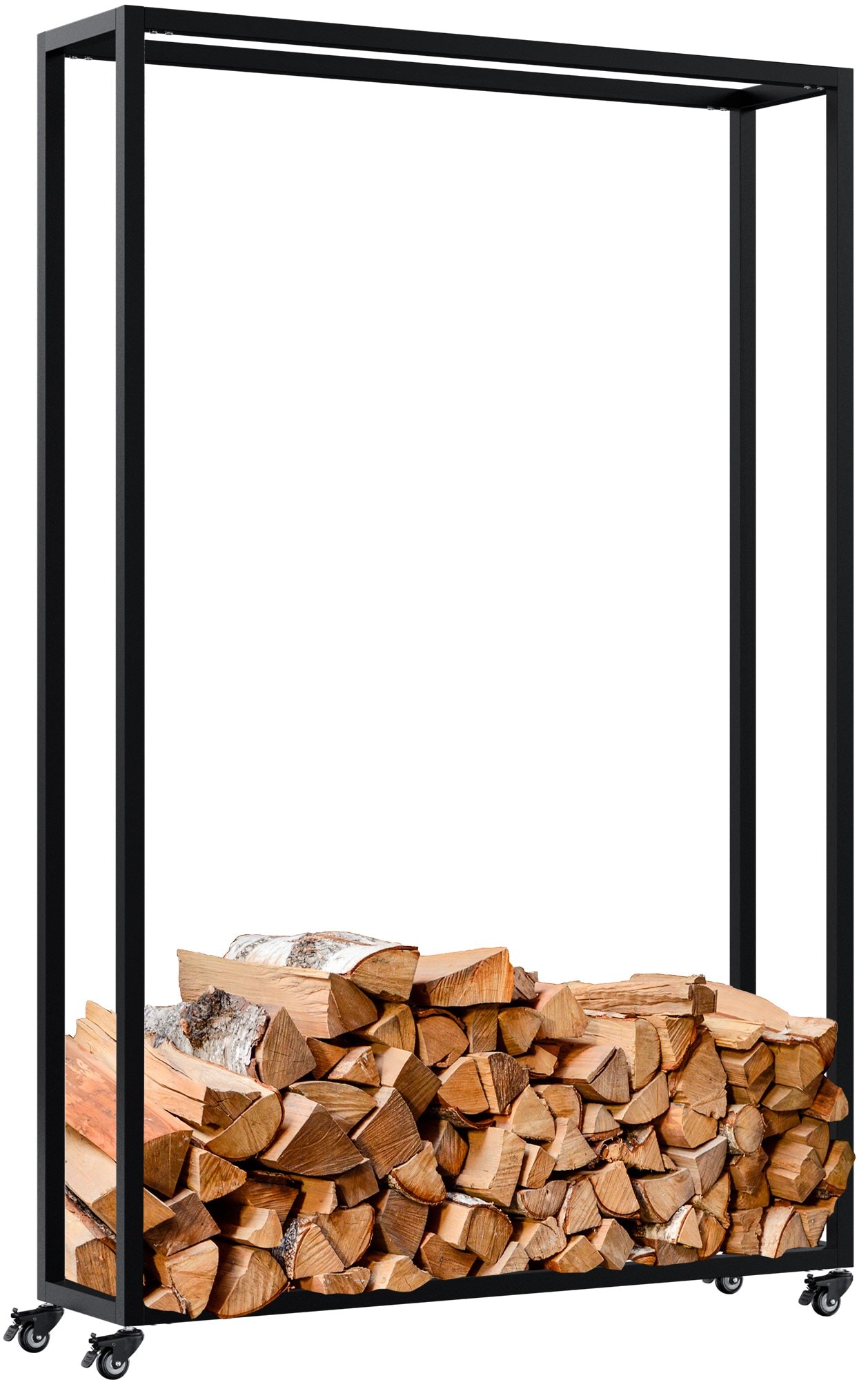 CLP Kaminholzst&auml;nder innen Metall mit Rollen Hilta, Kaminholzregal aus stabilem Metall, Aufbewahrung f&uuml;r Brennholz im Wohnzimmer 