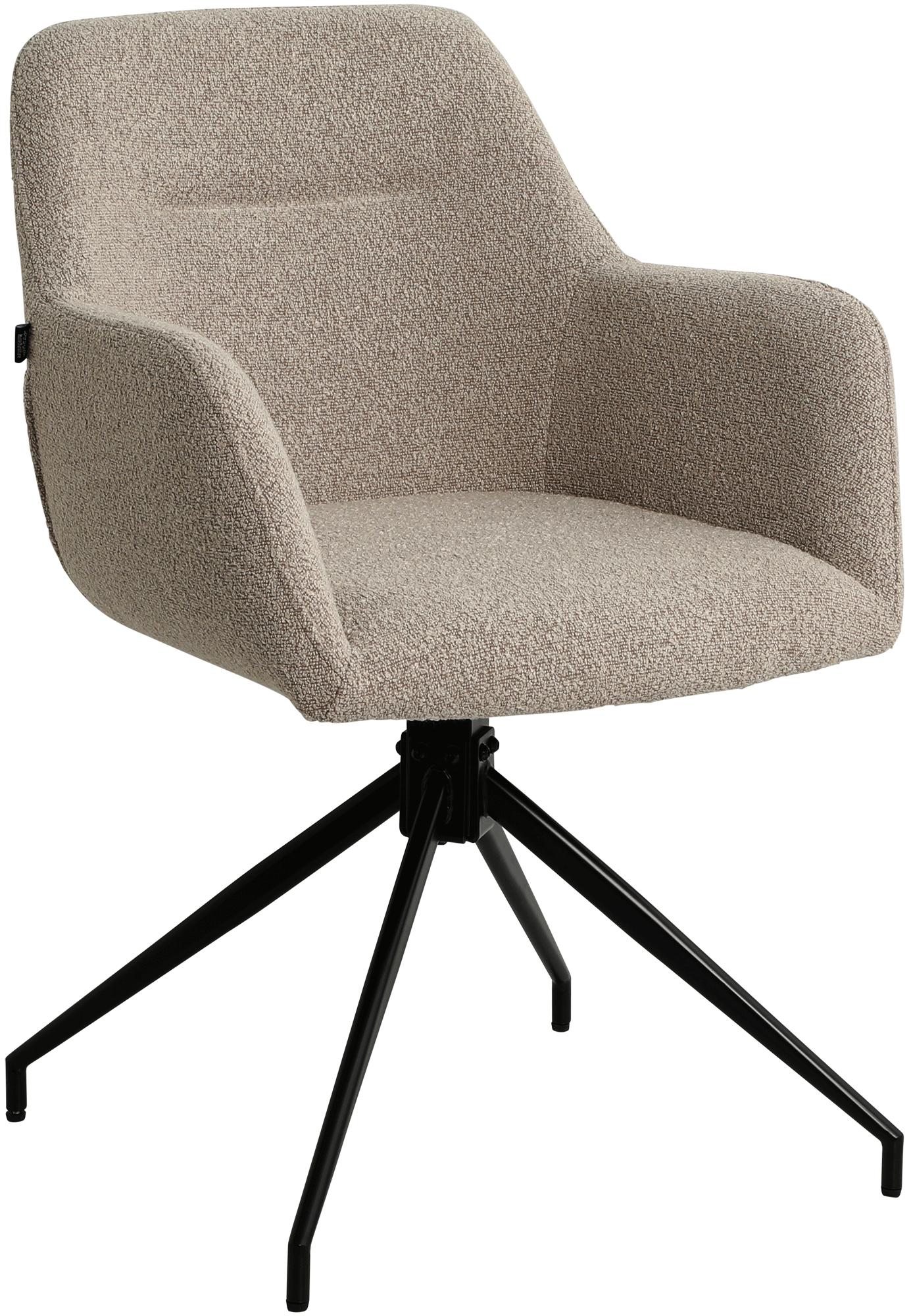 CLP Esszimmerstuhl drehbar Merlinda mit Teddystoff, 360&deg; schwenkbarer Sessel mit Armlehnen und R&uuml;ckenlehne, Polsterstuhl mit Metallgestell 