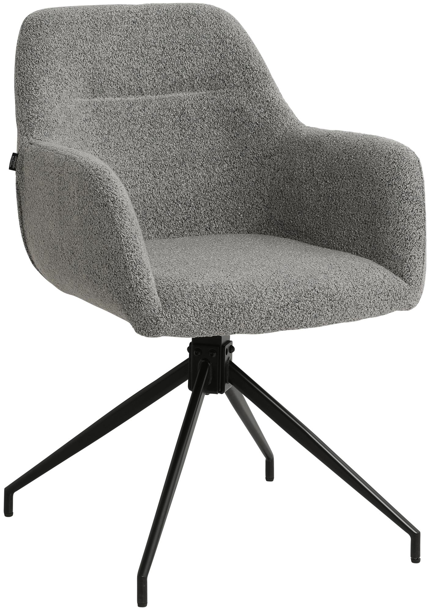 CLP Esszimmerstuhl drehbar Merlinda mit Teddystoff, 360&deg; schwenkbarer Sessel mit Armlehnen und R&uuml;ckenlehne, Polsterstuhl mit Metallgestell 