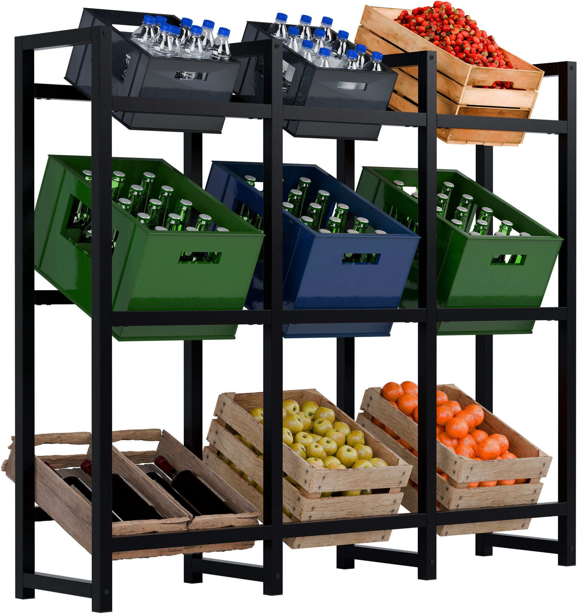 CLP Getr&auml;nkekistenst&auml;nder Metall freistehend Stack, platzsparendes Getr&auml;nkekistenregal robust und platzsparend f&uuml;r Getr&auml;nkekisten 