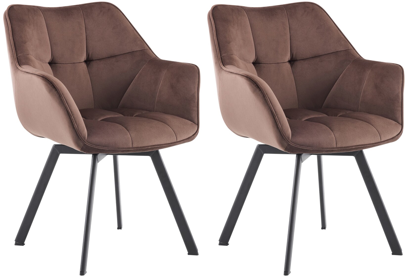 CLP 2er Set Esszimmerstuhl Jordi aus Samt Drehbarer Sessel für Wohn- und Essbereiche Ergonomisches Design belastbar bis 150 kg