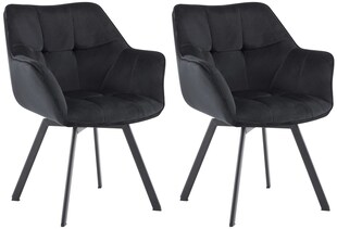 CLP 2er Set Esszimmerstuhl Jordi aus Samt | Drehbarer Sessel für Wohn- und Essbereiche | Ergonomisches Design belastbar bis 150 kg 