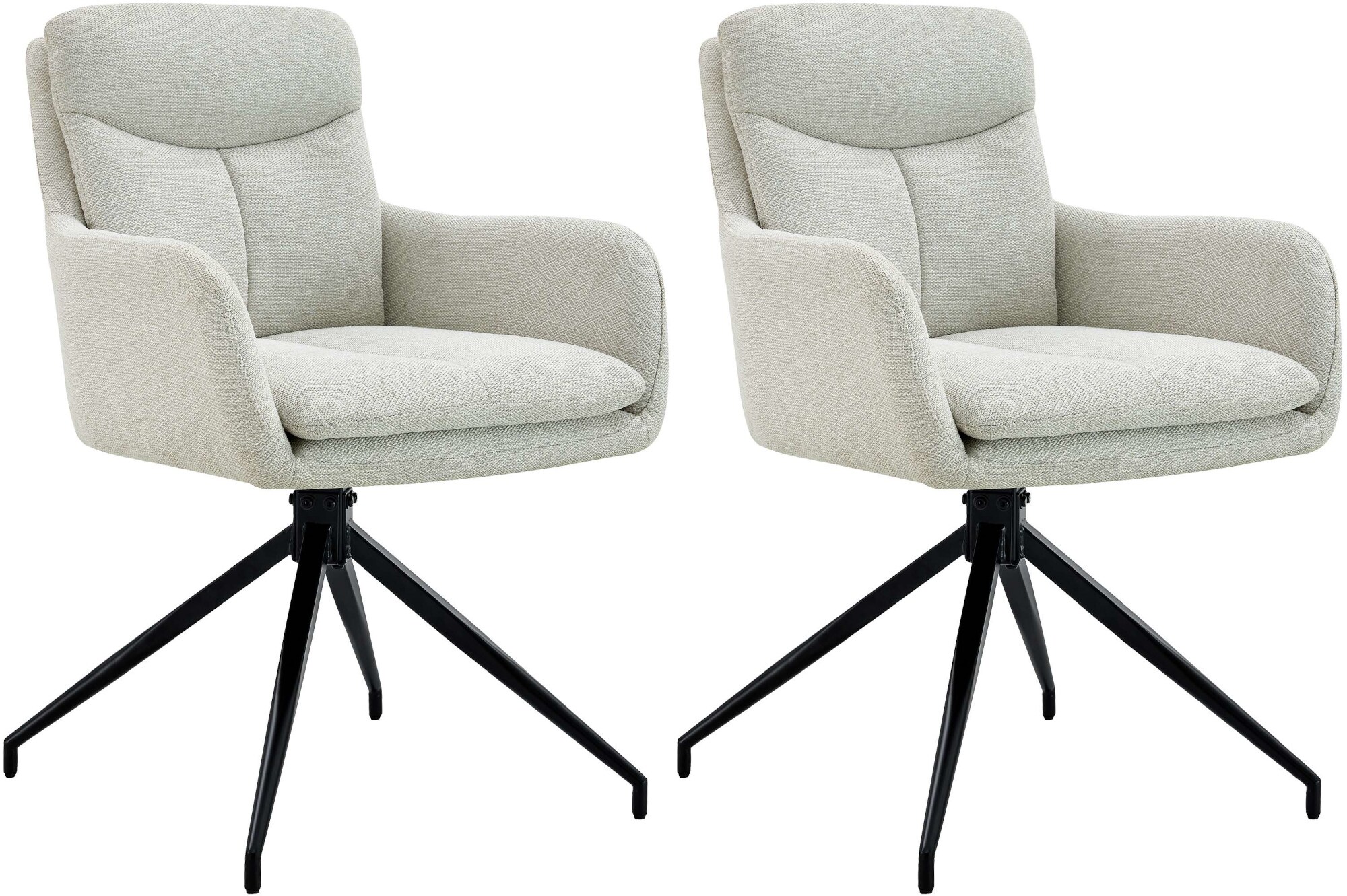 CLP Esszimmerstuhl 2er Set drehbar Somers Stoff, 180&deg; schwenkbare Sessel mit Armlehnen und R&uuml;ckenlehnen, K&uuml;chenst&uuml;hle gepolstert 