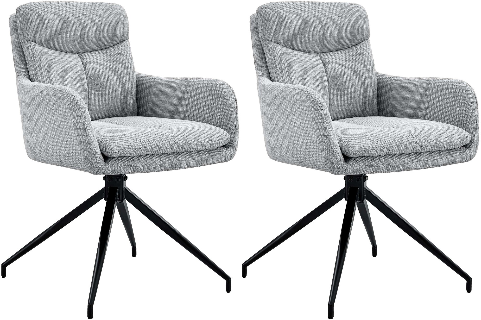 CLP Esszimmerstuhl 2er Set drehbar Somers Stoff, 180&deg; schwenkbare Sessel mit Armlehnen und R&uuml;ckenlehnen, K&uuml;chenst&uuml;hle gepolstert 