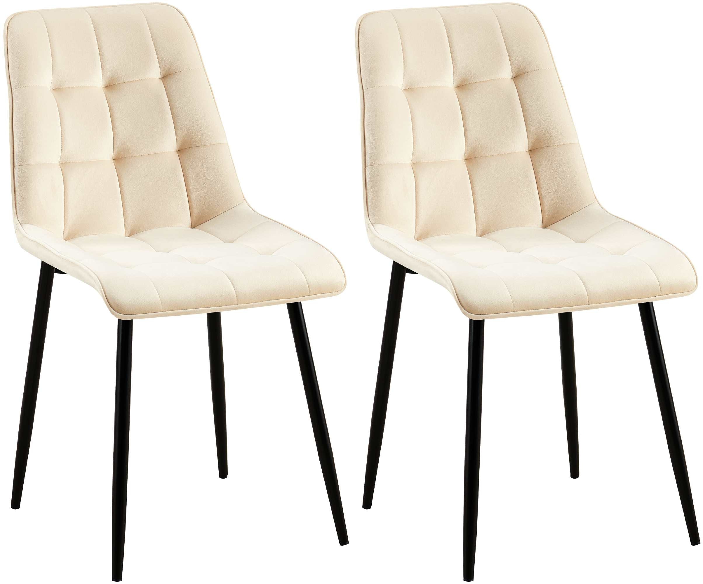 CLP 2er Set Esszimmerstuhl Gifford I Polsterstuhl mit Samtbezug I K&uuml;chenstuhl mit R&uuml;ckenlehne 