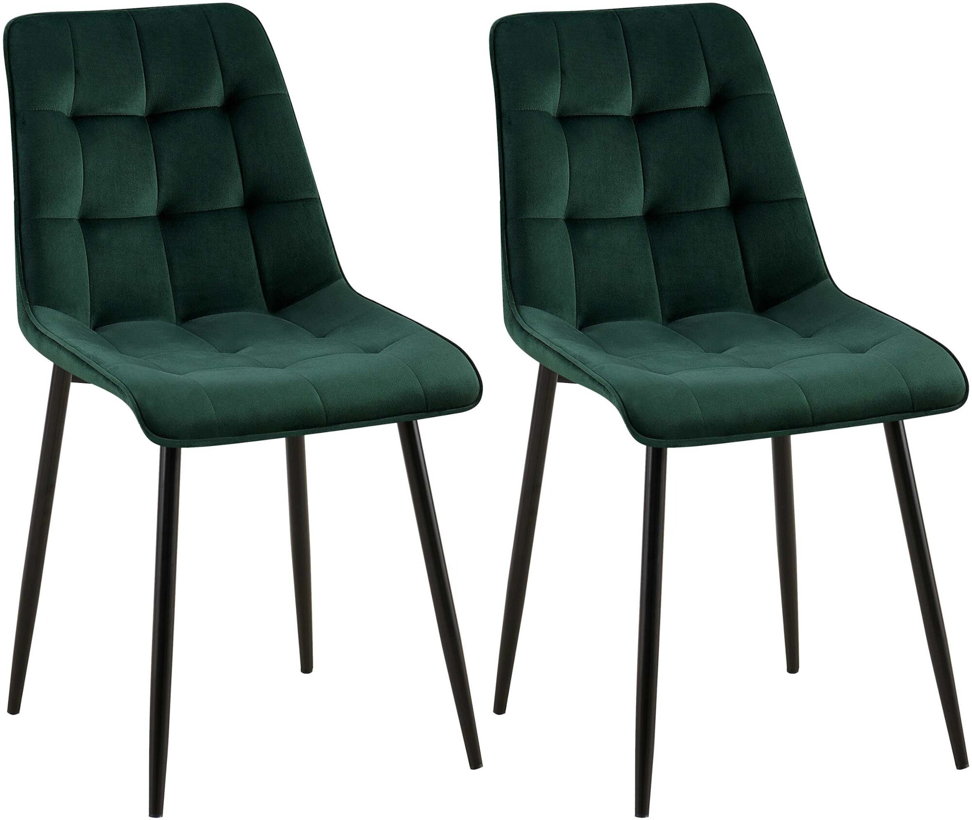 CLP 2er Set Esszimmerstuhl Gifford I Polsterstuhl mit Samtbezug I K&uuml;chenstuhl mit R&uuml;ckenlehne 