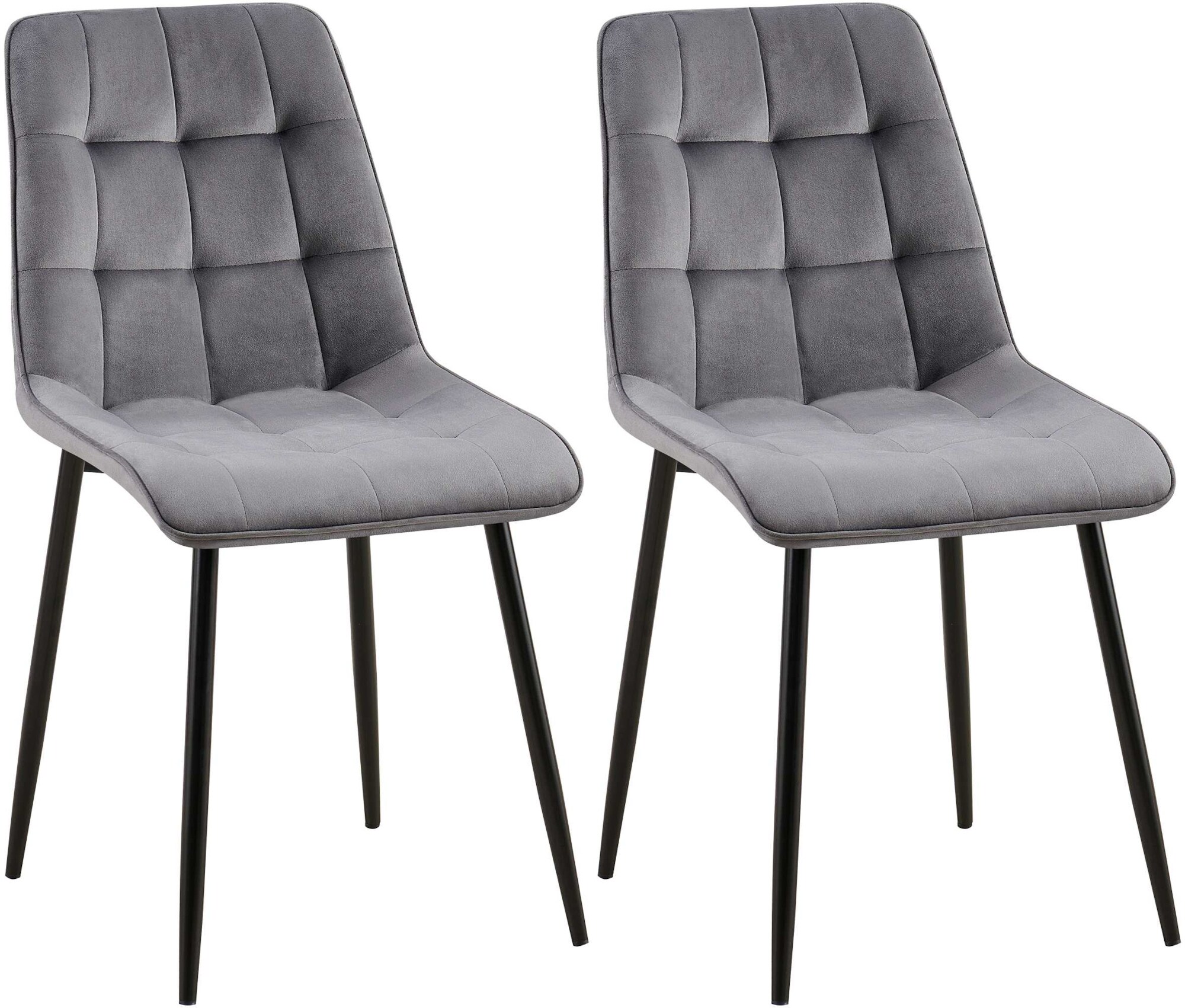 CLP 2er Set Esszimmerstuhl Gifford I Polsterstuhl mit Samtbezug I K&uuml;chenstuhl mit R&uuml;ckenlehne 