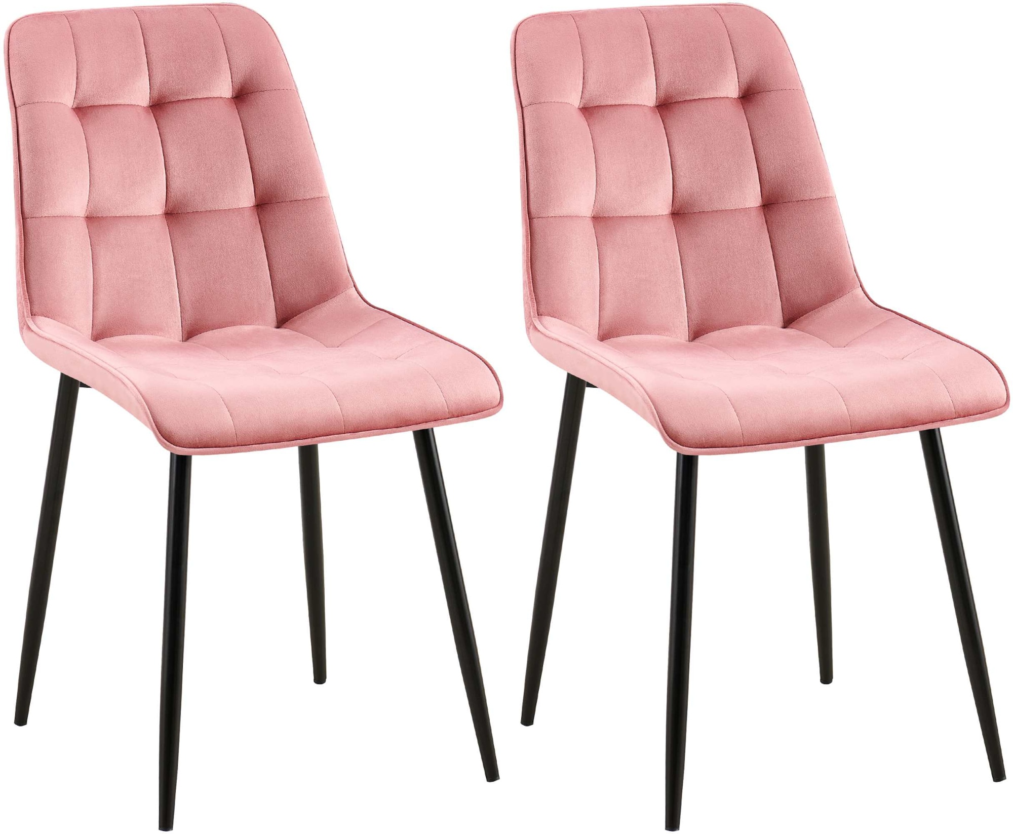 CLP 2er Set Esszimmerstuhl Gifford I Polsterstuhl mit Samtbezug I K&uuml;chenstuhl mit R&uuml;ckenlehne 