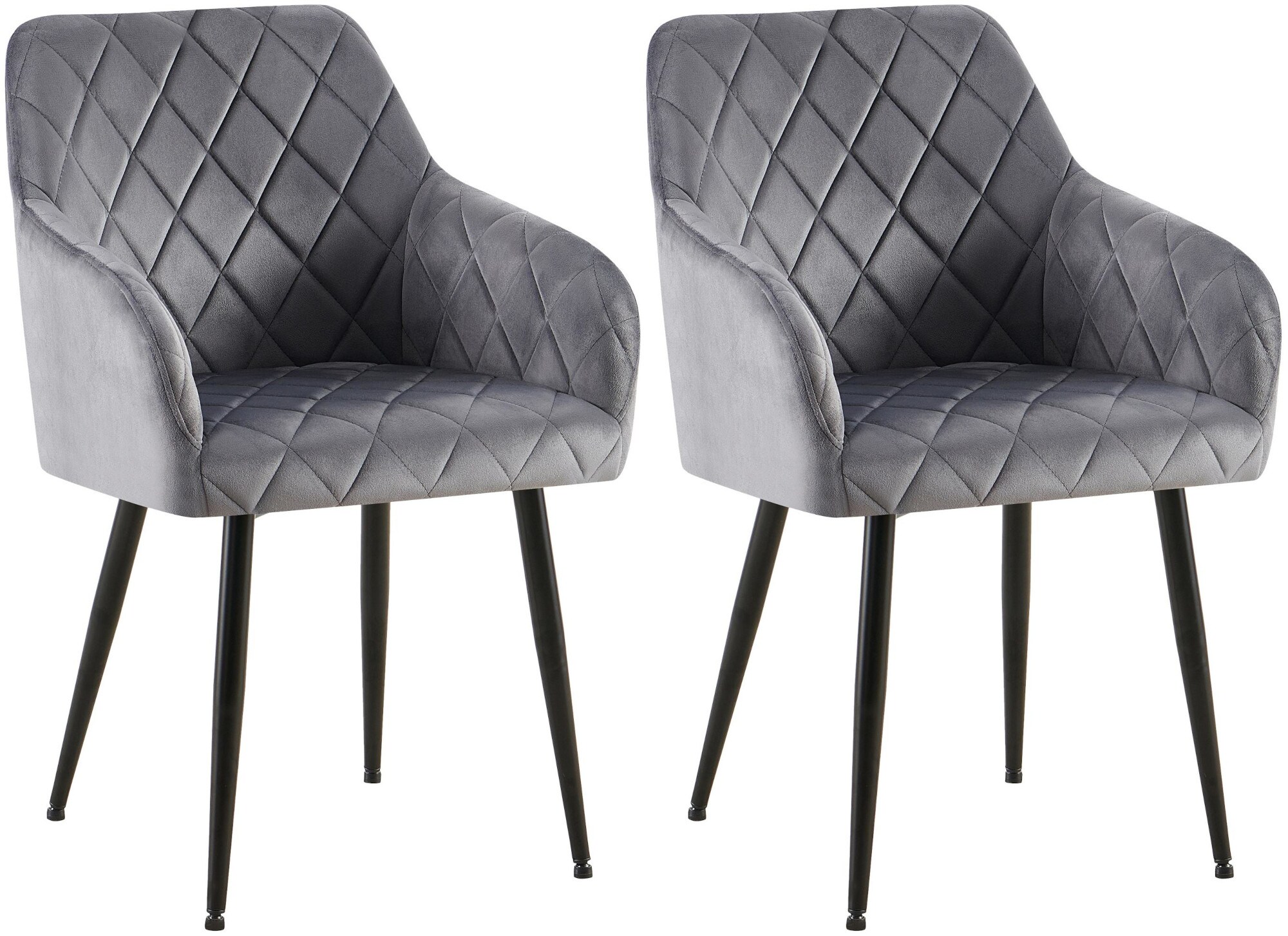 CLP 2er Set Esszimmerst&uuml;hle Monett I Polsterst&uuml;hle mit Samtbezug I K&uuml;chenst&uuml;hle mit stabilem Metallgestell 