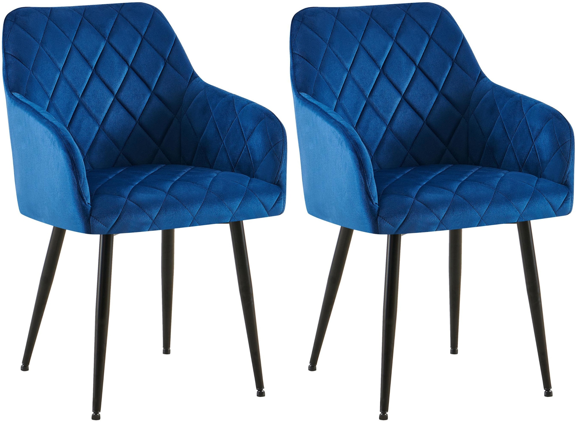 CLP 2er Set Esszimmerst&uuml;hle Monett I Polsterst&uuml;hle mit Samtbezug I K&uuml;chenst&uuml;hle mit stabilem Metallgestell 