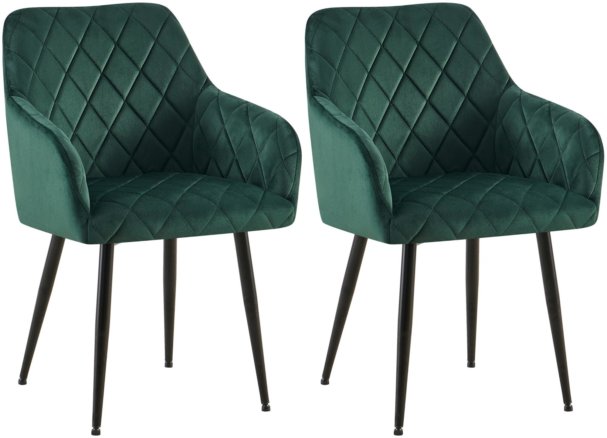 CLP 2er Set Esszimmerst&uuml;hle Monett I Polsterst&uuml;hle mit Samtbezug I K&uuml;chenst&uuml;hle mit stabilem Metallgestell 