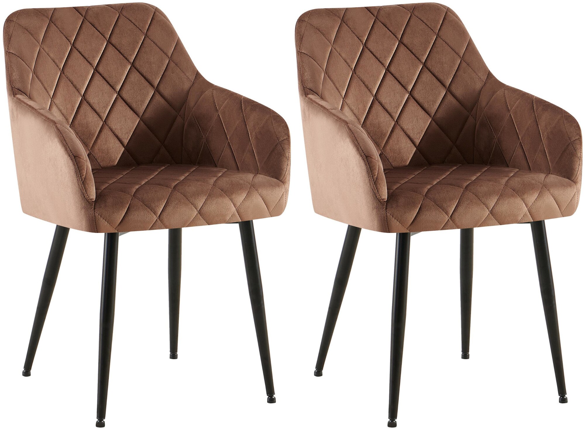 CLP 2er Set Esszimmerst&uuml;hle Monett I Polsterst&uuml;hle mit Samtbezug I K&uuml;chenst&uuml;hle mit stabilem Metallgestell 