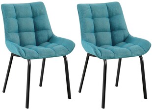 CLP 2er Set Esszimmerstuhl Saranda I Polsterstuhl mit Stoffbezug oder Samtbezug I Küchenstuhl mit schwarzem Metallgestell und Rückenlehne 