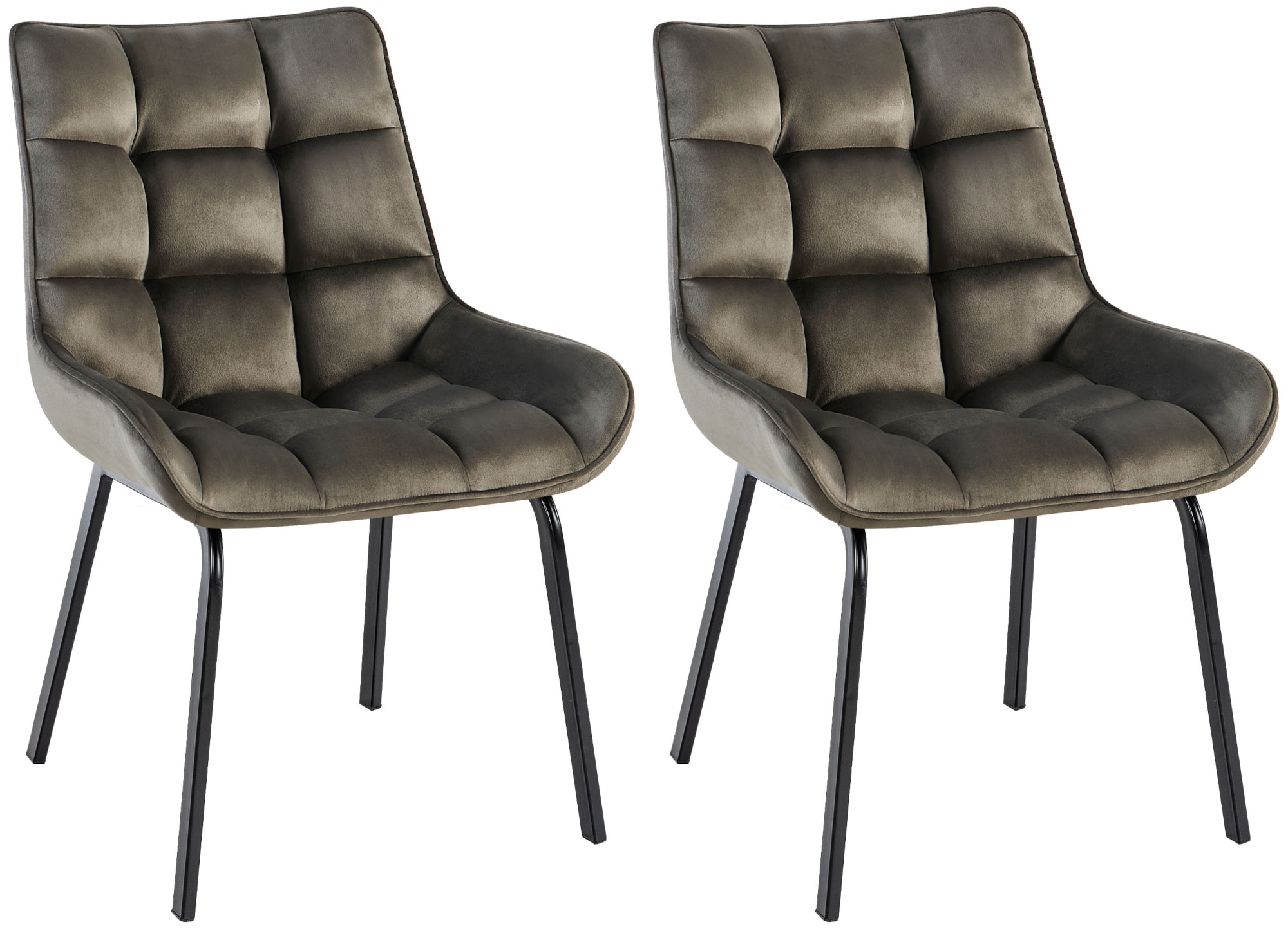 CLP 2er Set Esszimmerstuhl Saranda I Polsterstuhl mit Stoffbezug oder Samtbezug I K&uuml;chenstuhl mit schwarzem Metallgestell und R&uuml;ckenlehne 