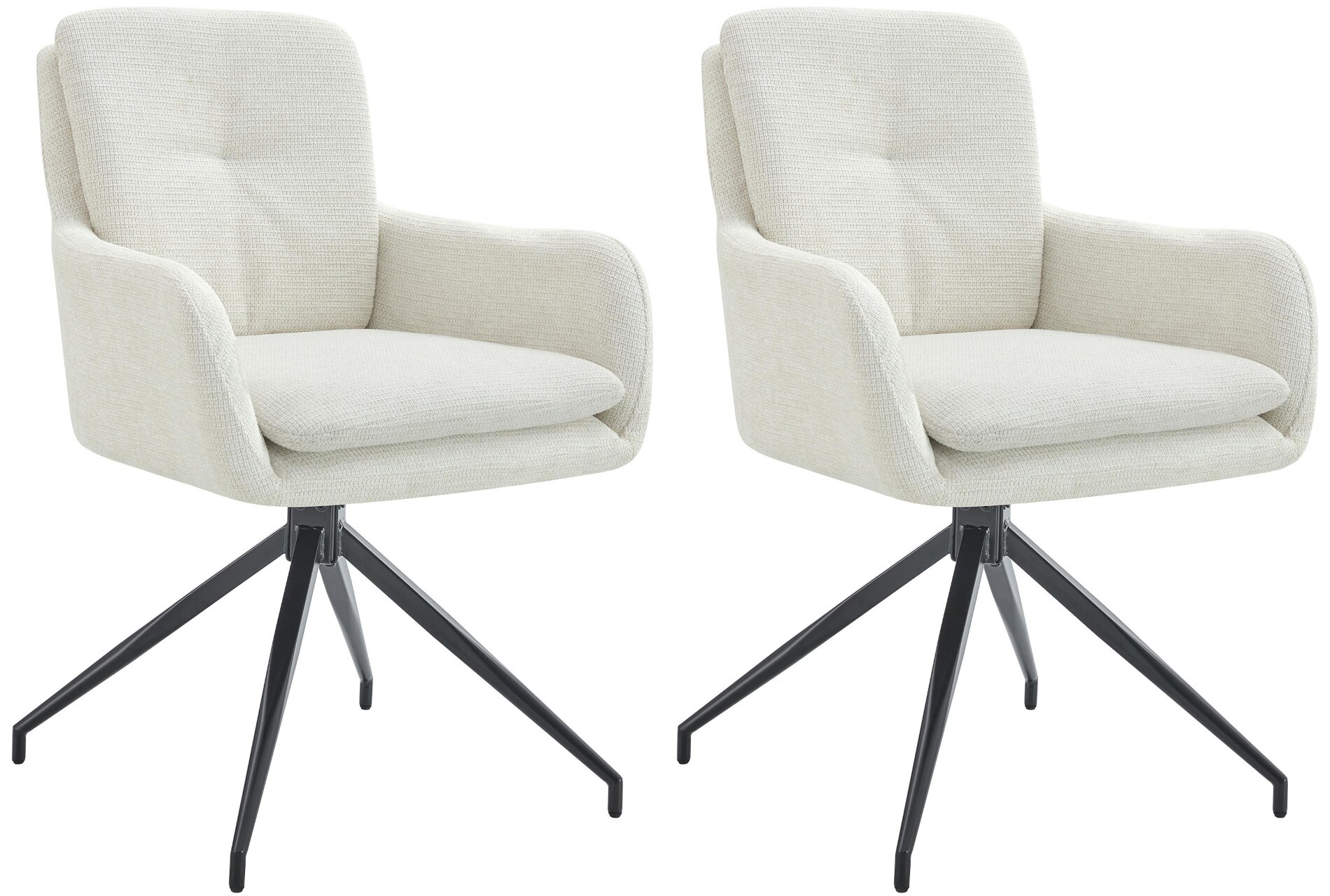 CLP Esszimmerst&uuml;hle 2er Set drehbar Pickett Stoff, 180&deg; schwenkbare Sessel mit Armlehnen und R&uuml;ckenlehnen, belastbar bis 150 kg 