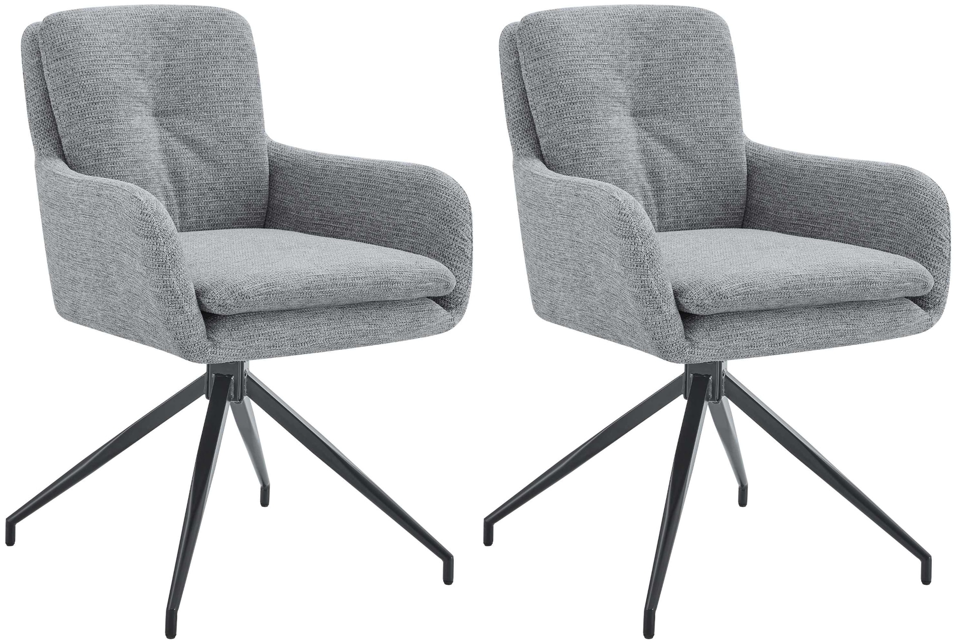 CLP Esszimmerst&uuml;hle 2er Set drehbar Pickett Stoff, 180&deg; schwenkbare Sessel mit Armlehnen und R&uuml;ckenlehnen, belastbar bis 150 kg 