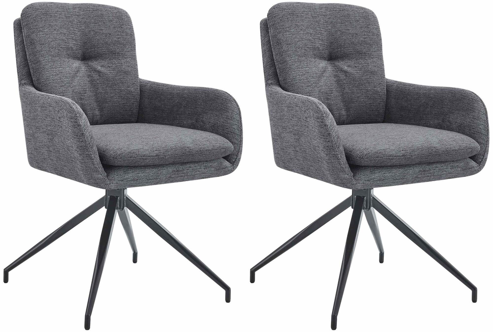 CLP Esszimmerst&uuml;hle 2er Set drehbar Pickett Stoff, 180&deg; schwenkbare Sessel mit Armlehnen und R&uuml;ckenlehnen, belastbar bis 150 kg 