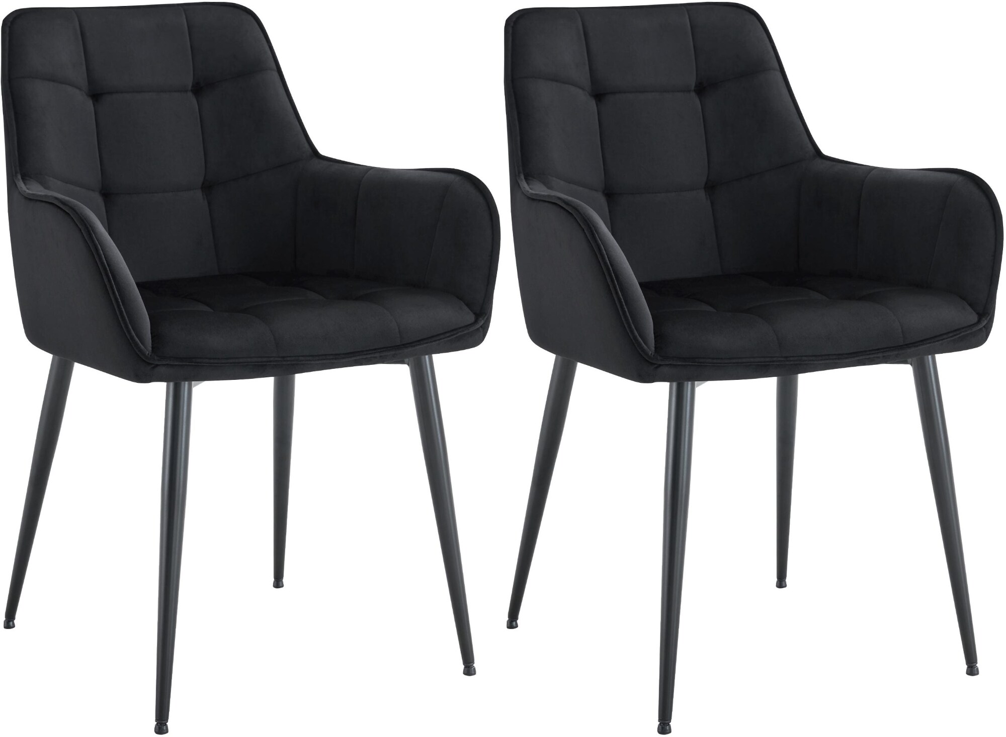 CLP 2er Set Esszimmerstuhl Ferndale mit Samtbezug I Gesteppter Sessel mit robustem Metallbeinen f&uuml;r Wohnzimmer I Bodenschutz 