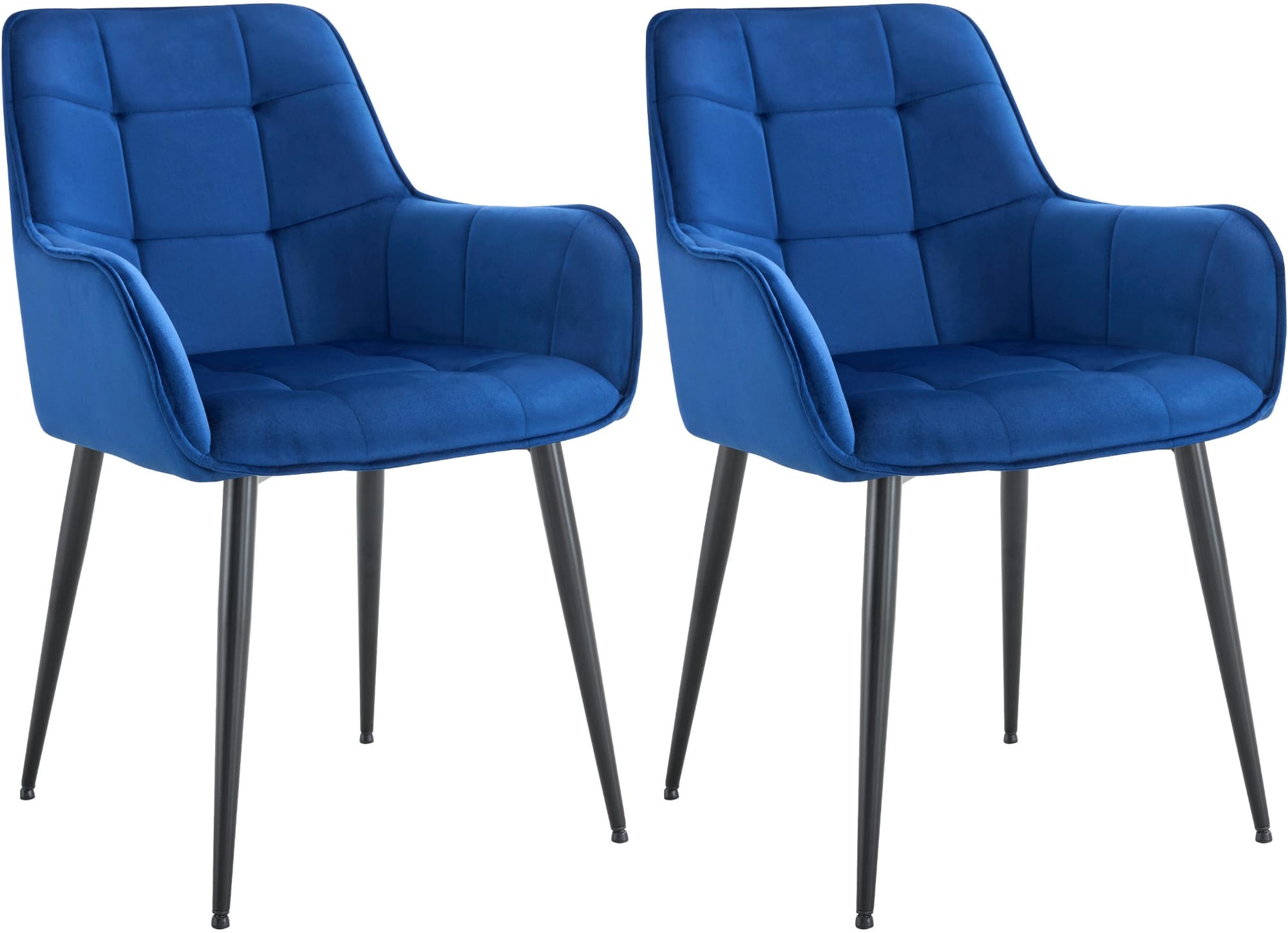 CLP 2er Set Esszimmerstuhl Ferndale mit Samtbezug I Gesteppter Sessel mit robustem Metallbeinen f&uuml;r Wohnzimmer I Bodenschutz 