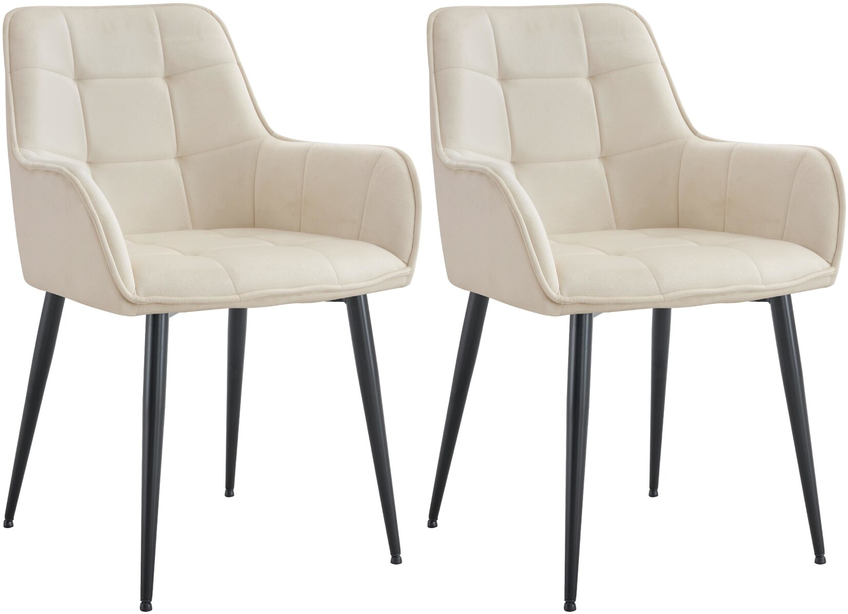 CLP 2er Set Esszimmerstuhl Ferndale Samt Farbe: creme