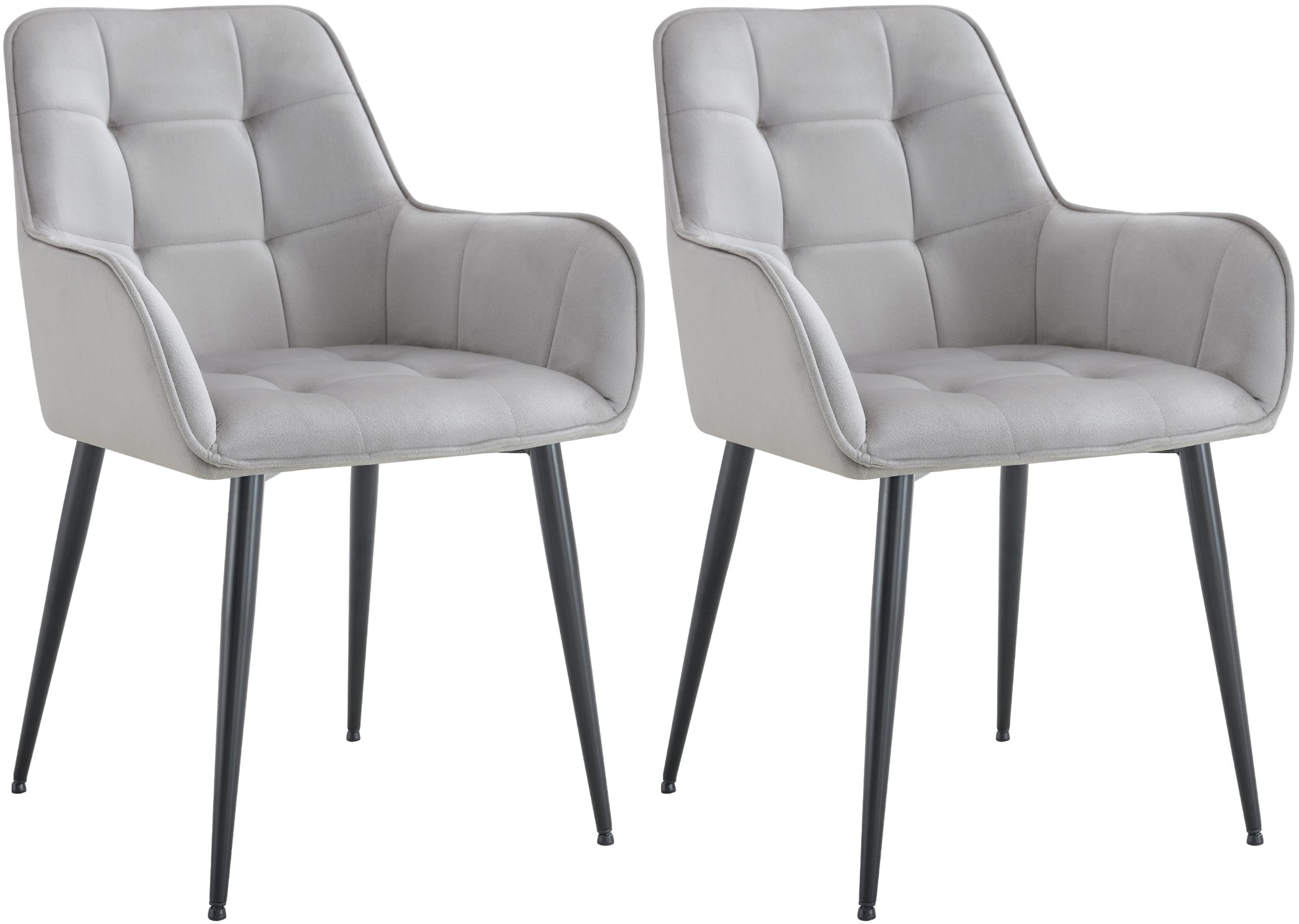 CLP 2er Set Esszimmerstuhl Ferndale mit Samtbezug I Gesteppter Sessel mit robustem Metallbeinen f&uuml;r Wohnzimmer I Bodenschutz 