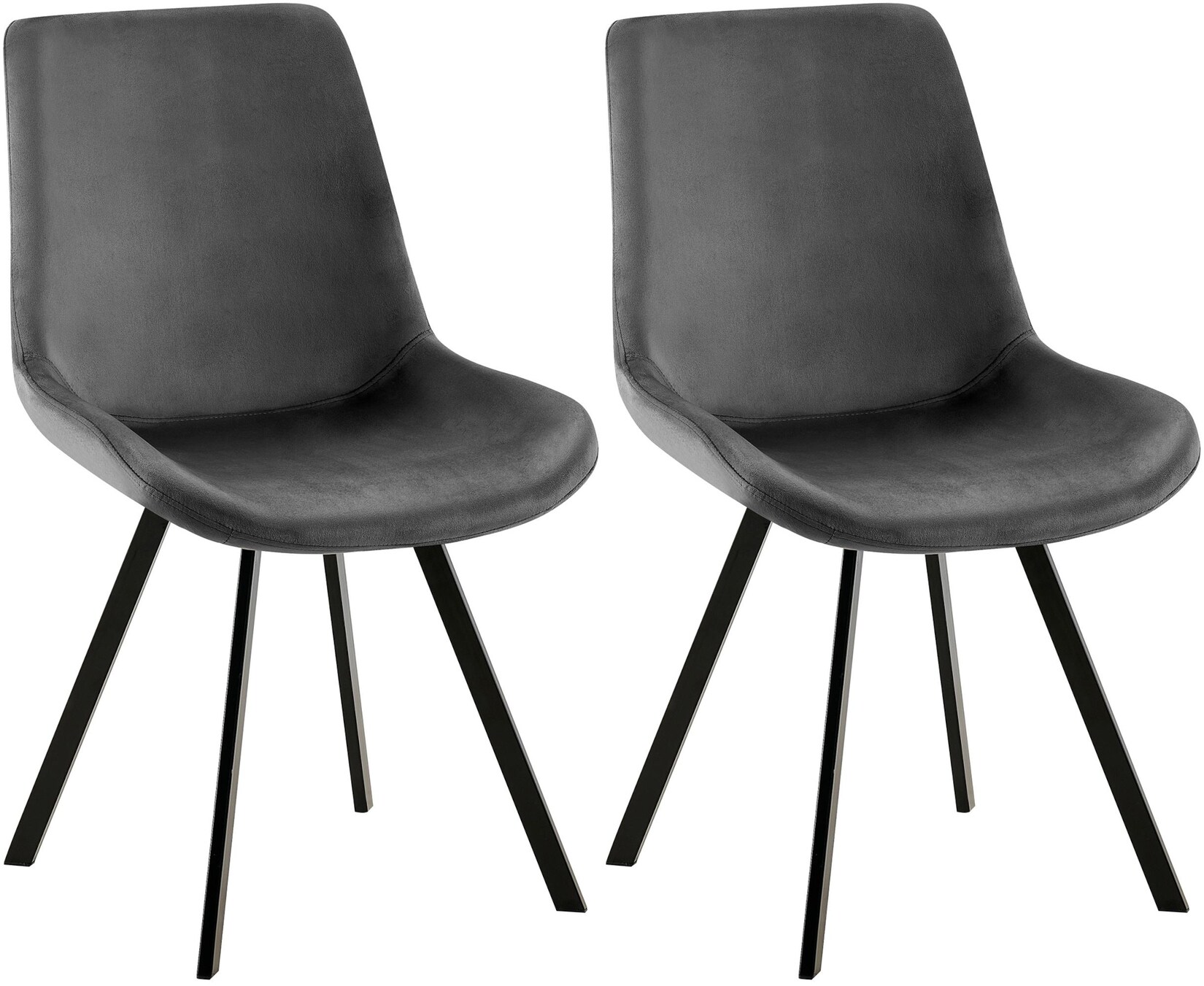 CLP 2er Set Esszimmerstuhl Lewes Samt Farbe: dunkelgrau