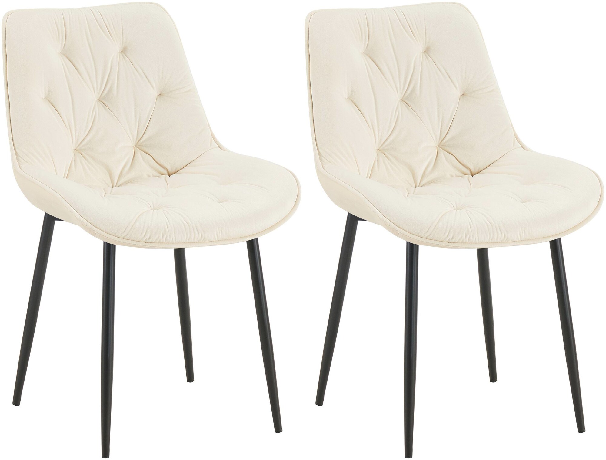 CLP 2er Set Esszimmerstuhl Wallace I Moderner Polsterstuhl mit Samtbezug & Steppung I Metallgestell I 120kg belastbar I Komfortabel 