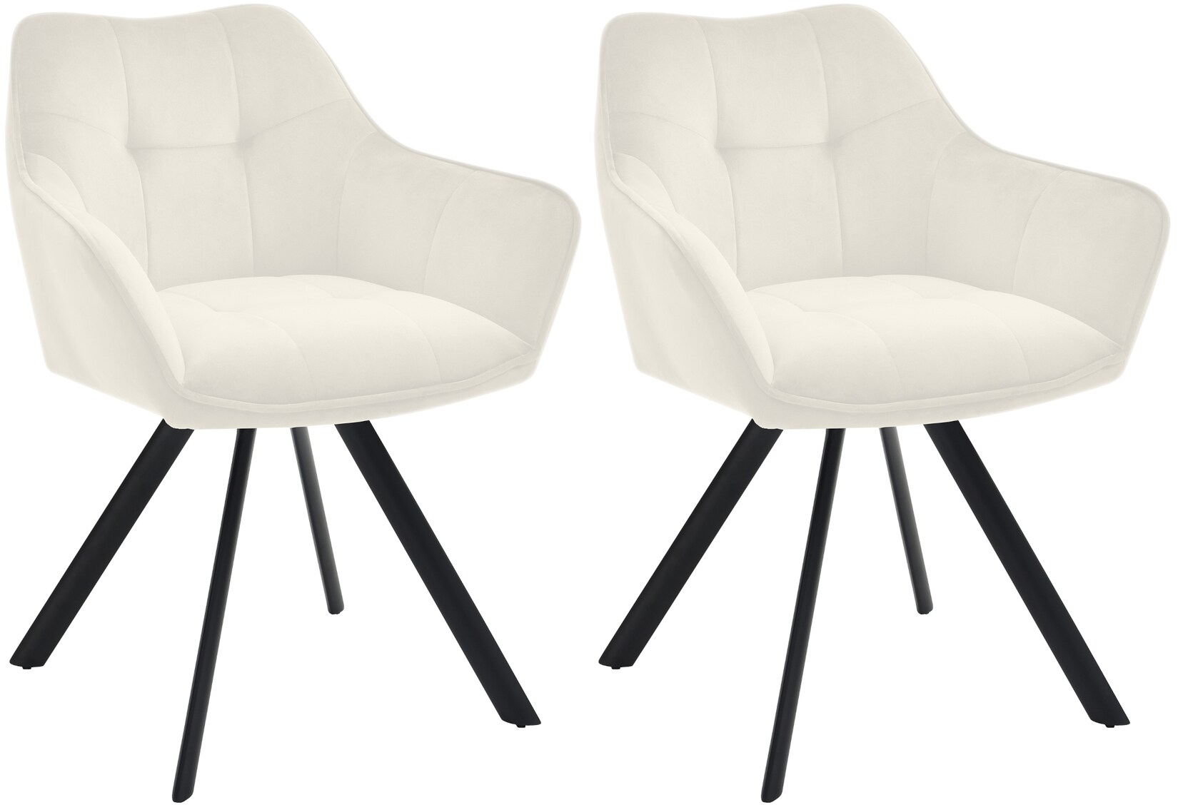 CLP 2er Set Esszimmerstuhl Scott Samt Farbe: creme, Material: Samt
