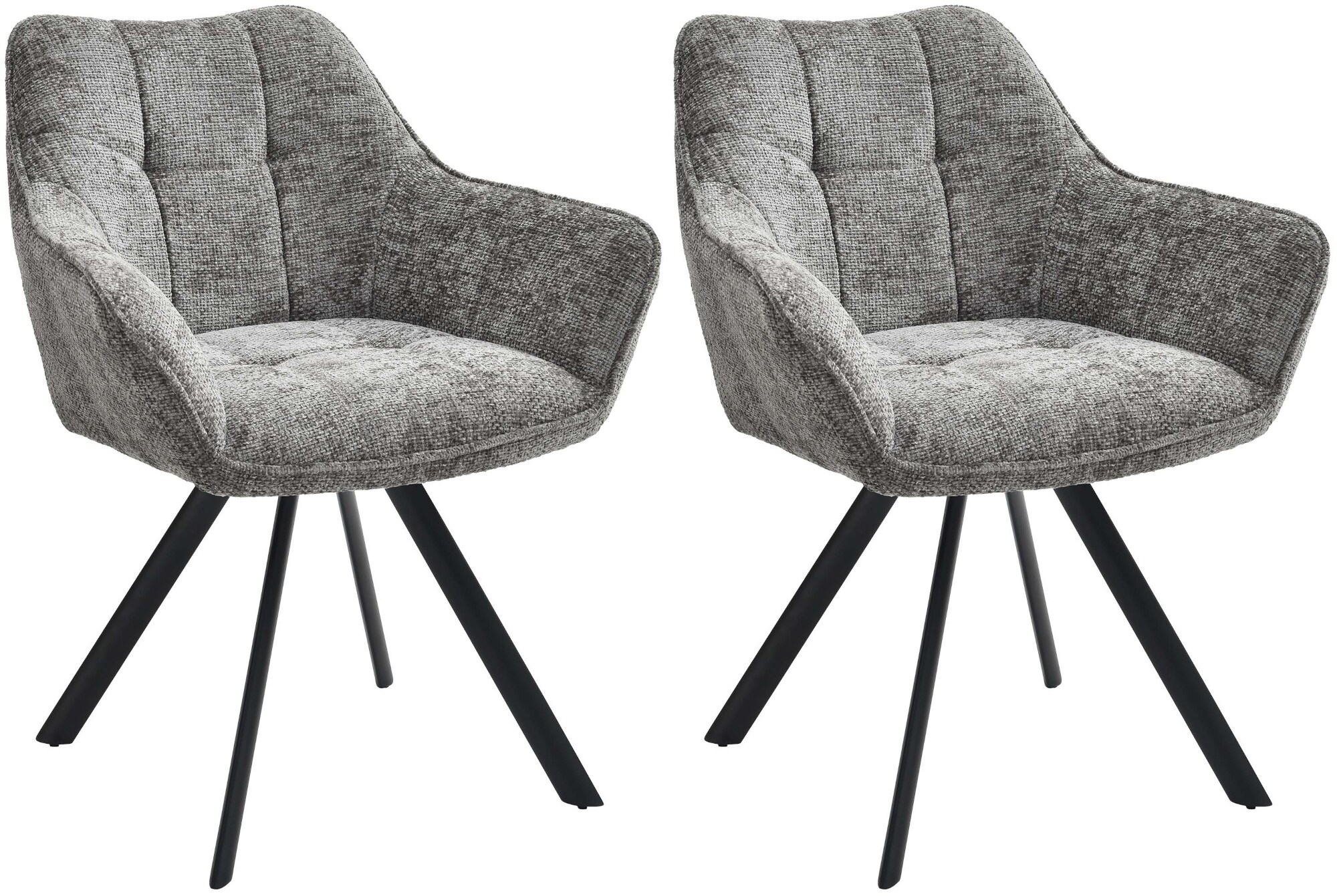 CLP 2er Set Esszimmerstuhl Scott I 180&deg; drehbar & mit R&uuml;ckstellfunktion I Sessel mit Metallgestell und Bodenschonern I Samt oder Stoff 