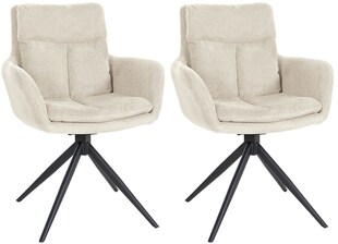 CLP Esszimmerstühle 2er Set drehbar Vilas Stoff, 180° schwenkbarer Sessel mit Armlehne und Rückenlehne, Metallgestell mit Bodenschonern 