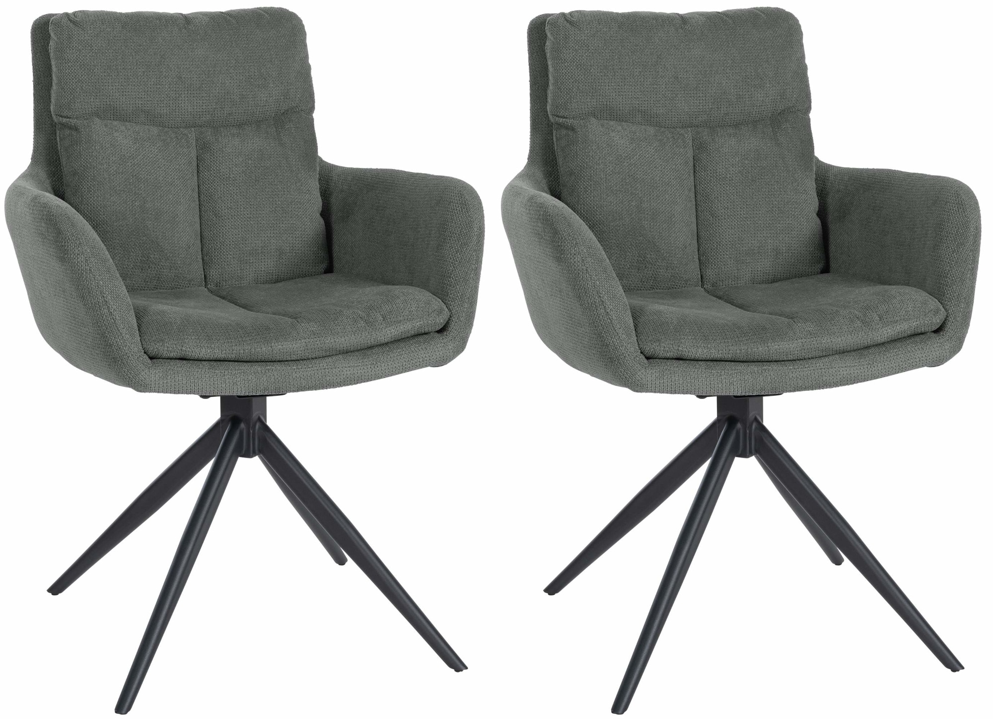 CLP Esszimmerst&uuml;hle 2er Set drehbar Vilas Stoff, 180&deg; schwenkbarer Sessel mit Armlehne und R&uuml;ckenlehne, Metallgestell mit Bodenschonern 