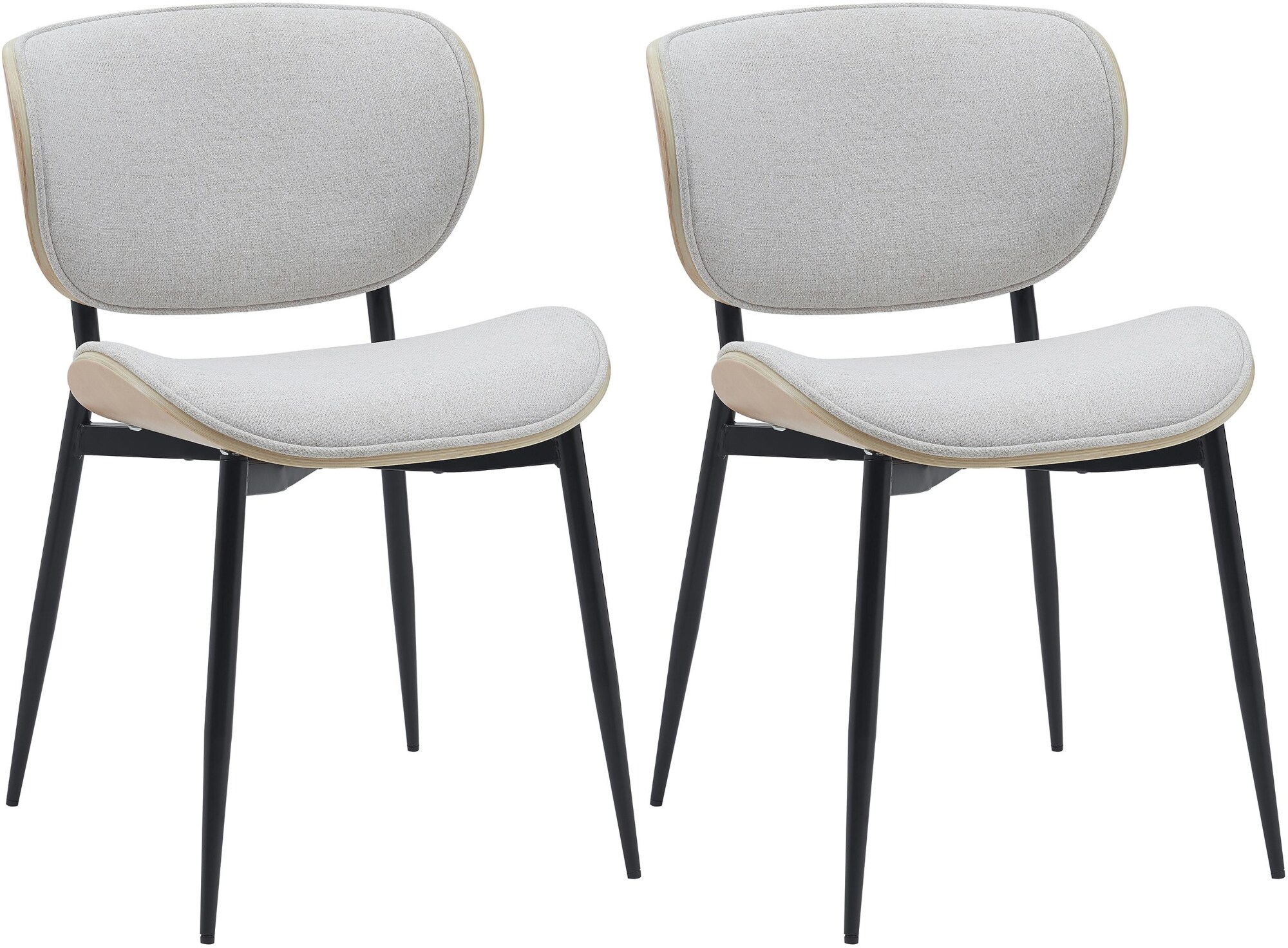 CLP 2er Set Esszimmerstuhl Enid mit R&uuml;ckenlehne und Polsterung I Sessel mit Kunstleder- oder Stoffbezug I mit Holz 