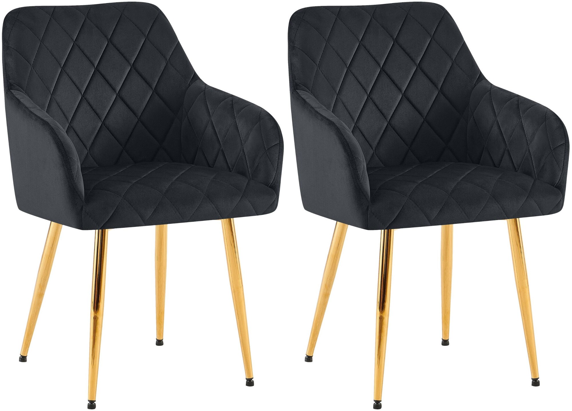 CLP 2er Set Esszimmerst&uuml;hle Monett I Polsterst&uuml;hle mit Samtbezug I K&uuml;chenst&uuml;hle mit stabilem Metallgestell 