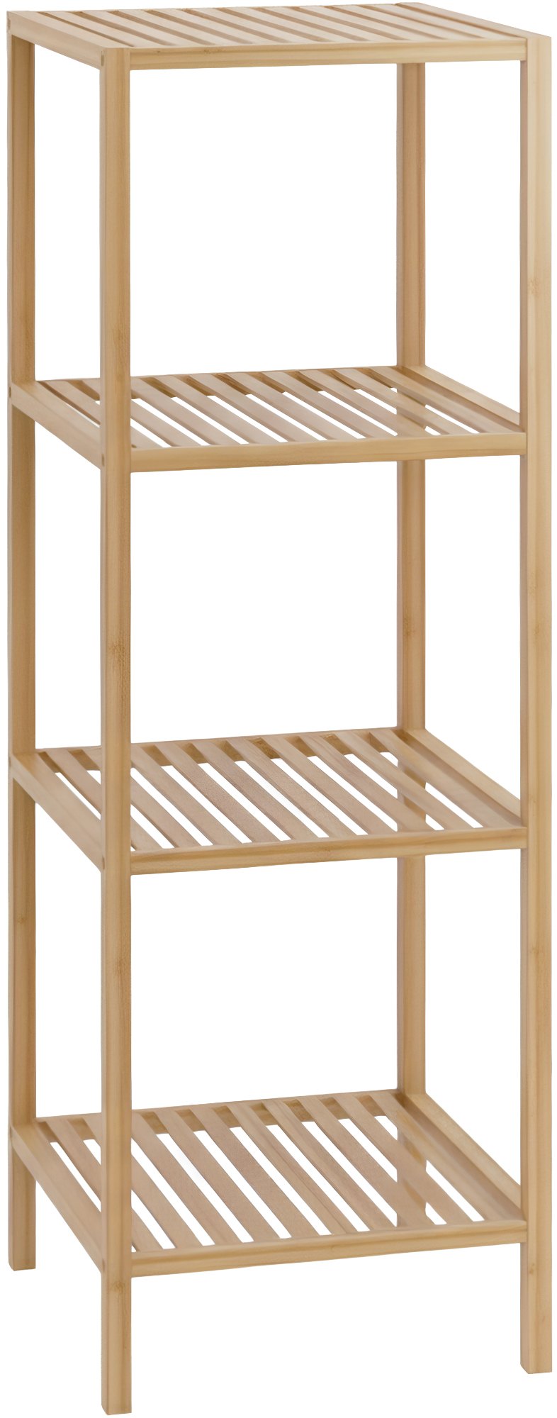 CLP Badregal stehend Bambus Zinnien, Holzregal Badezimmer schmal, K&uuml;chenregal stabil und belastbar, Tragf&auml;higkeit 10 kg pro Regalboden 