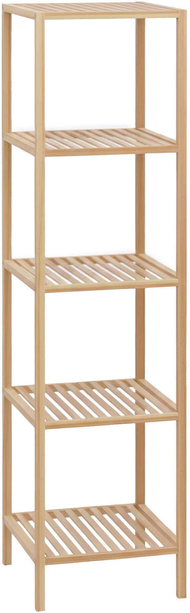 CLP Badregal stehend Bambus Zinnien, Holzregal Badezimmer schmal, K&uuml;chenregal stabil und belastbar, Tragf&auml;higkeit 10 kg pro Regalboden 