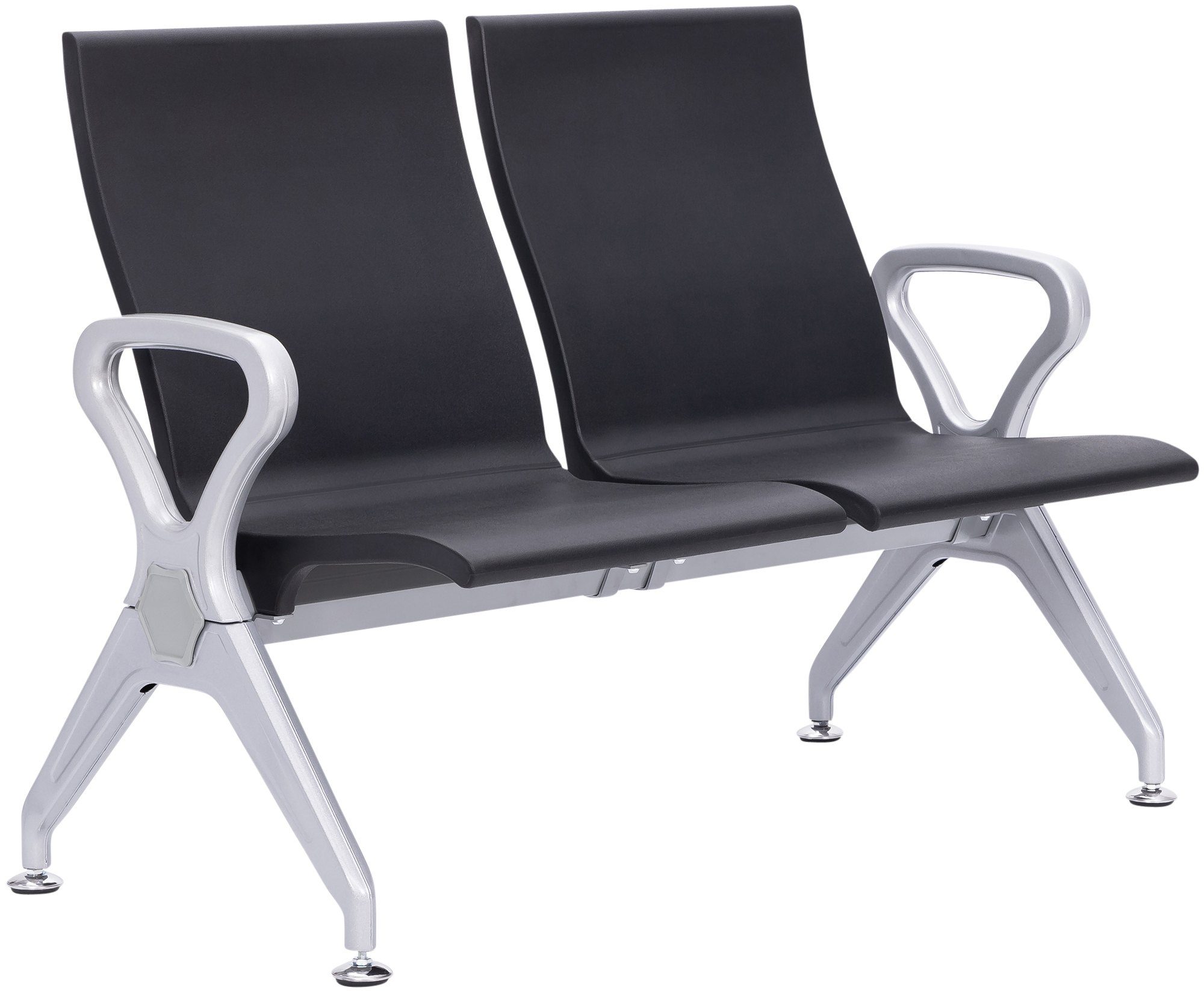 CLP Wartebank Airport-Stil Ermin, Sitzbank Flur mit Lehne, ergonomische Sitzschalen, Wartest&uuml;hle mit robustem Alu-Gestell, bis 150 kg je Sitz 