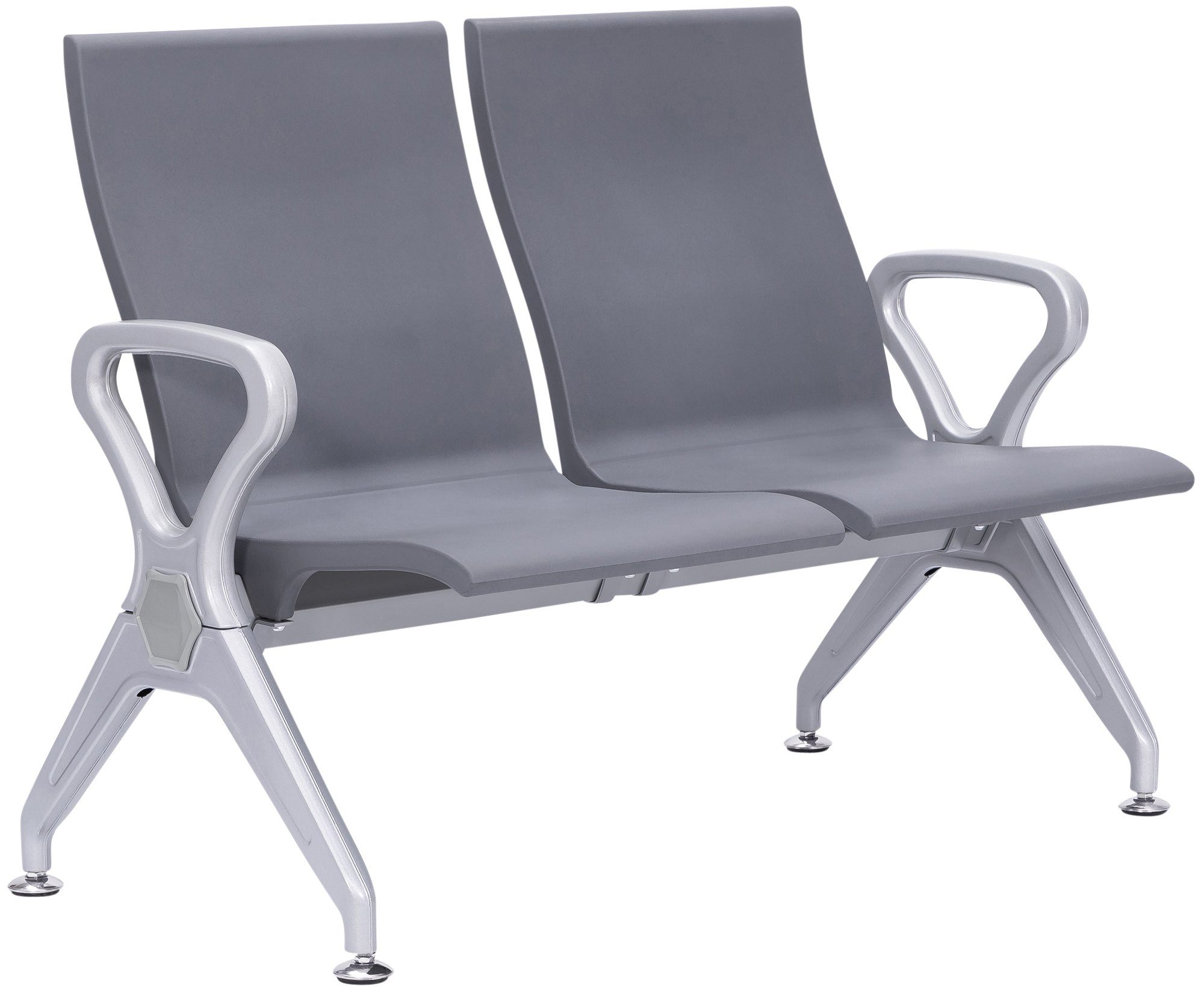 CLP Wartebank Airport-Stil Ermin, Sitzbank Flur mit Lehne, ergonomische Sitzschalen, Wartest&uuml;hle mit robustem Alu-Gestell, bis 150 kg je Sitz 
