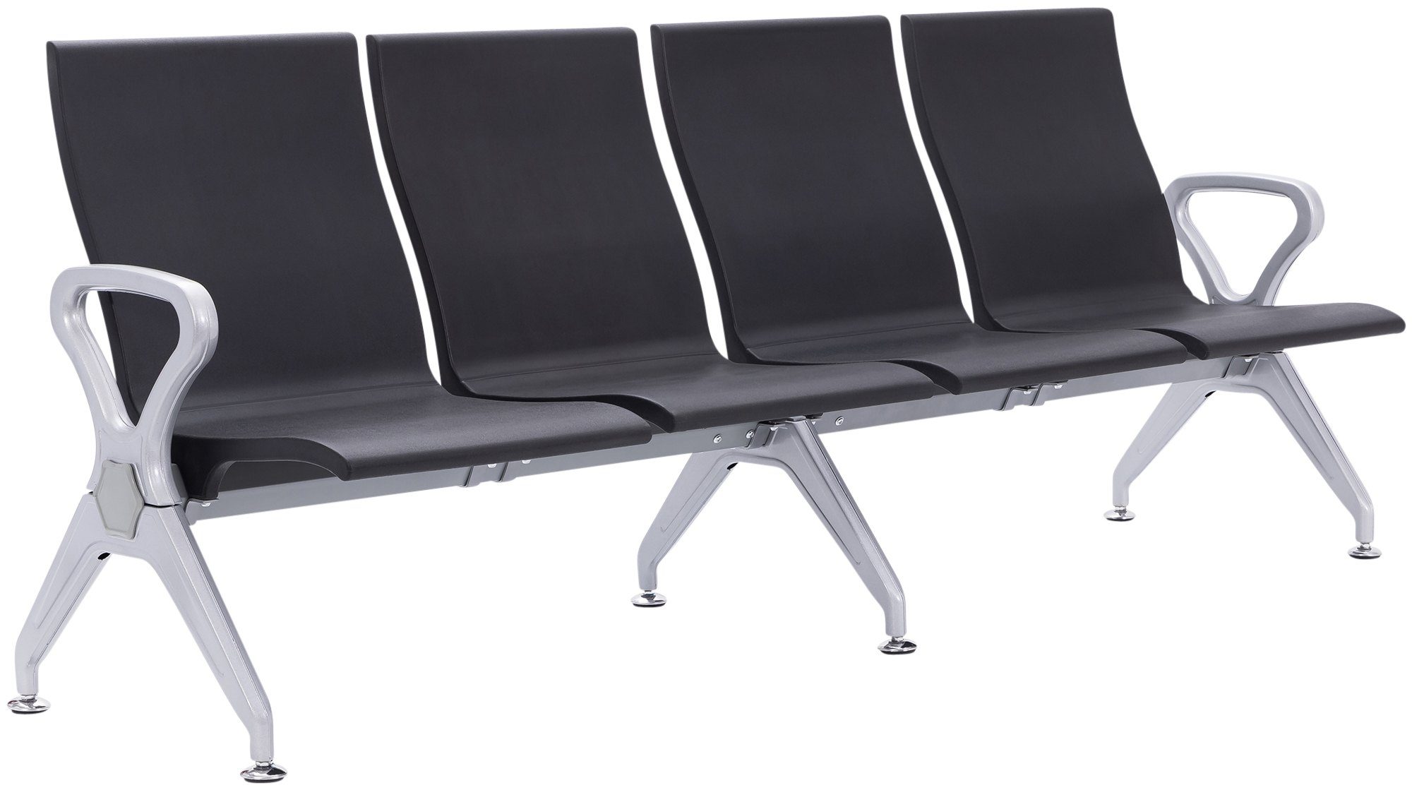 CLP Wartebank Airport-Stil Ermin, Sitzbank Flur mit Lehne, ergonomische Sitzschalen, Wartest&uuml;hle mit robustem Alu-Gestell, bis 150 kg je Sitz 