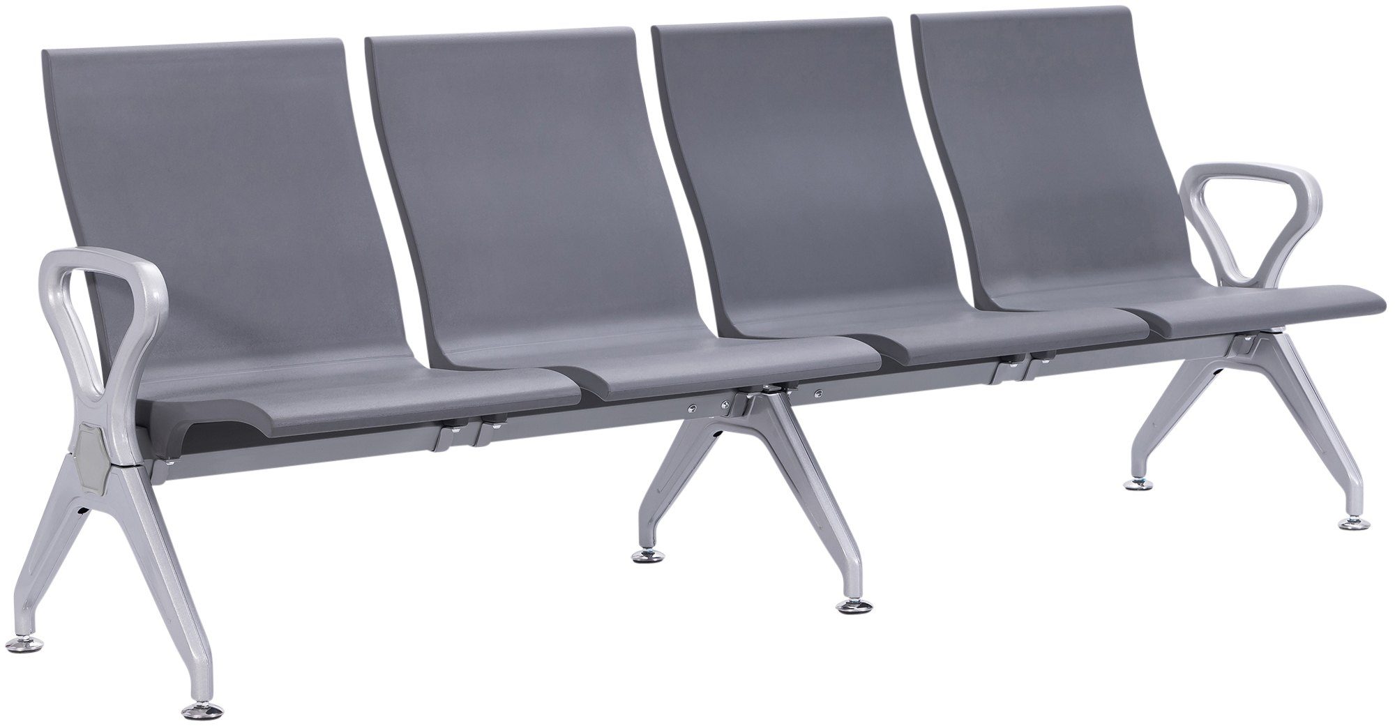 CLP Wartebank Airport-Stil Ermin, Sitzbank Flur mit Lehne, ergonomische Sitzschalen, Wartest&uuml;hle mit robustem Alu-Gestell, bis 150 kg je Sitz 