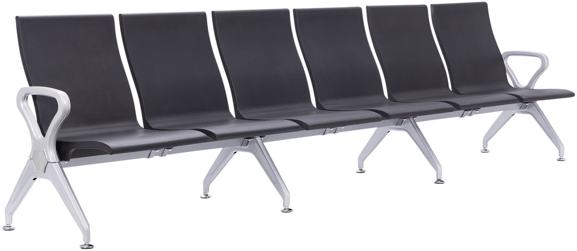 CLP Wartebank Airport-Stil Ermin, Sitzbank Flur mit Lehne, ergonomische Sitzschalen, Wartest&uuml;hle mit robustem Alu-Gestell, bis 150 kg je Sitz 