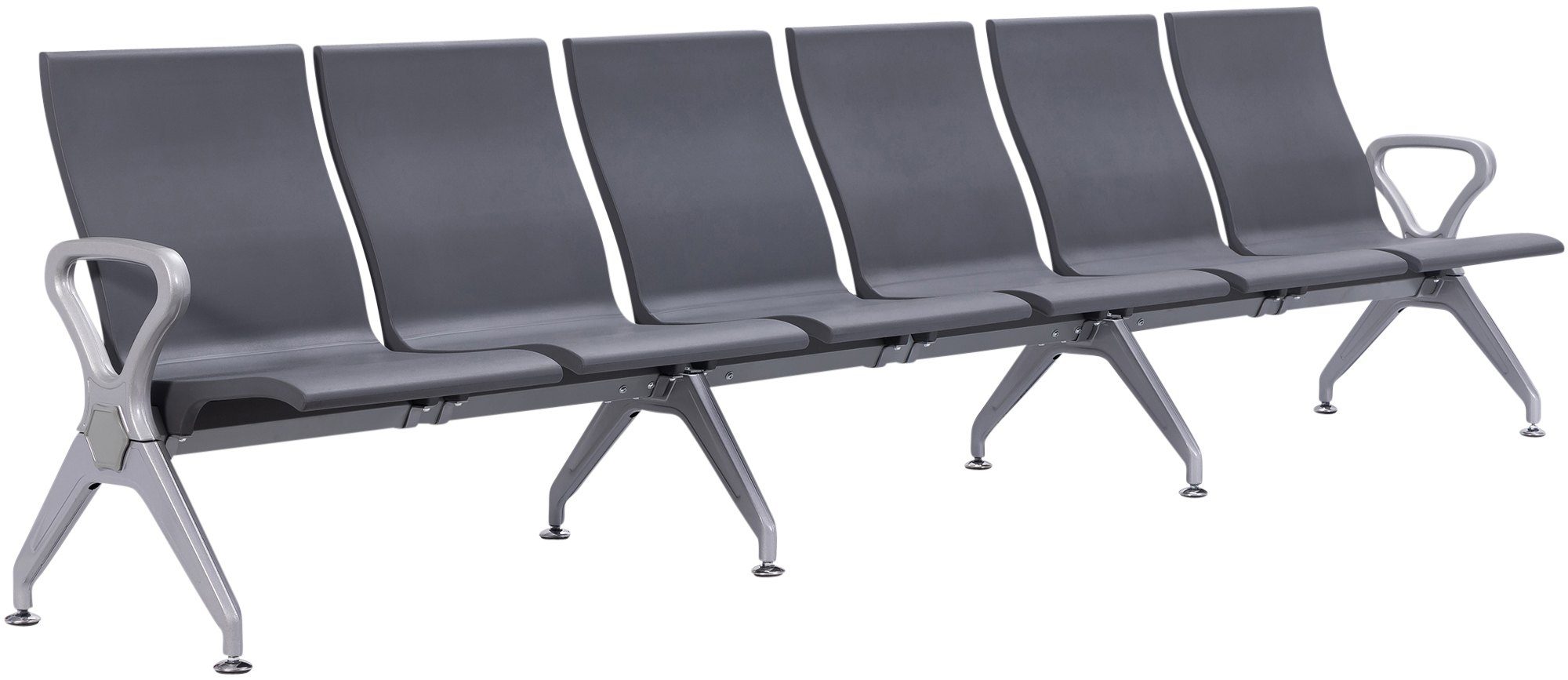 CLP Wartebank Airport-Stil Ermin, Sitzbank Flur mit Lehne, ergonomische Sitzschalen, Wartest&uuml;hle mit robustem Alu-Gestell, bis 150 kg je Sitz 