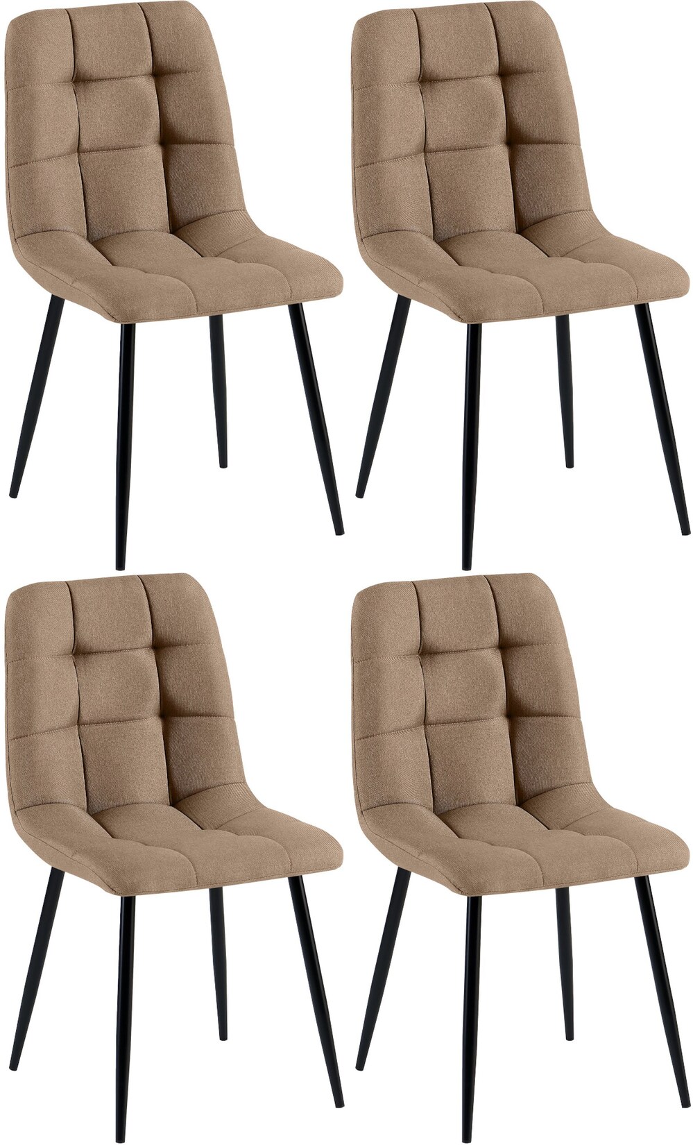 CLP 4er Set Esszimmerstühle Antibes Stoff - Farbe: taupe
