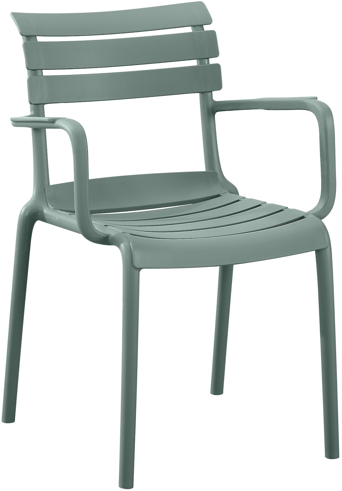 CLP Gartenstuhl stapelbar mit Armlehnen Joliya, Stapelstuhl Kunststoff wetterfest UV-beständig, Outdoorstuhl bis 150 kg belastbar