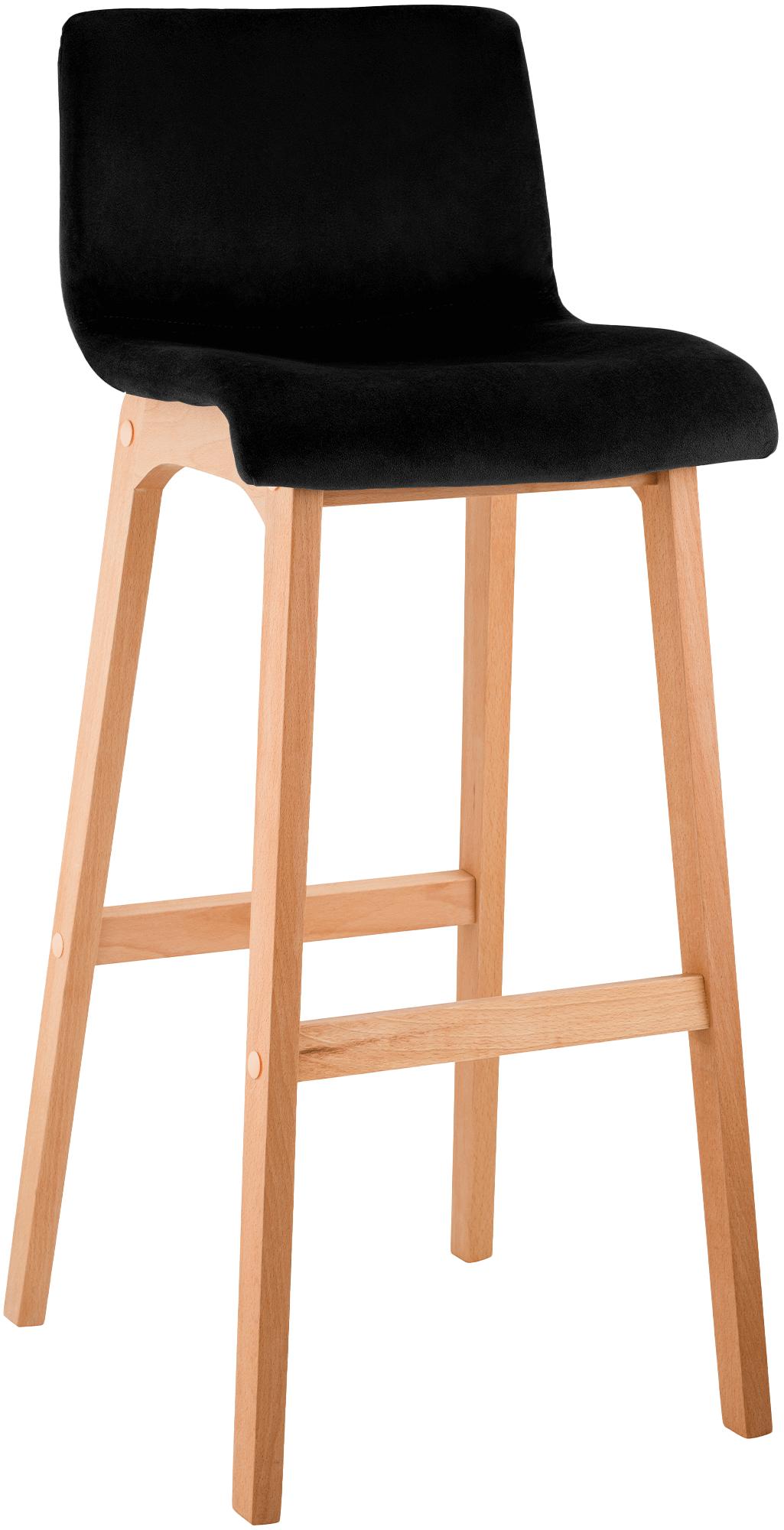 CLP Barhocker mit Lehne Hover, Barstuhl Holz Natura gepolstert mit Samtbezug, Tresenstuhl 77cm Sitzh&ouml;he 