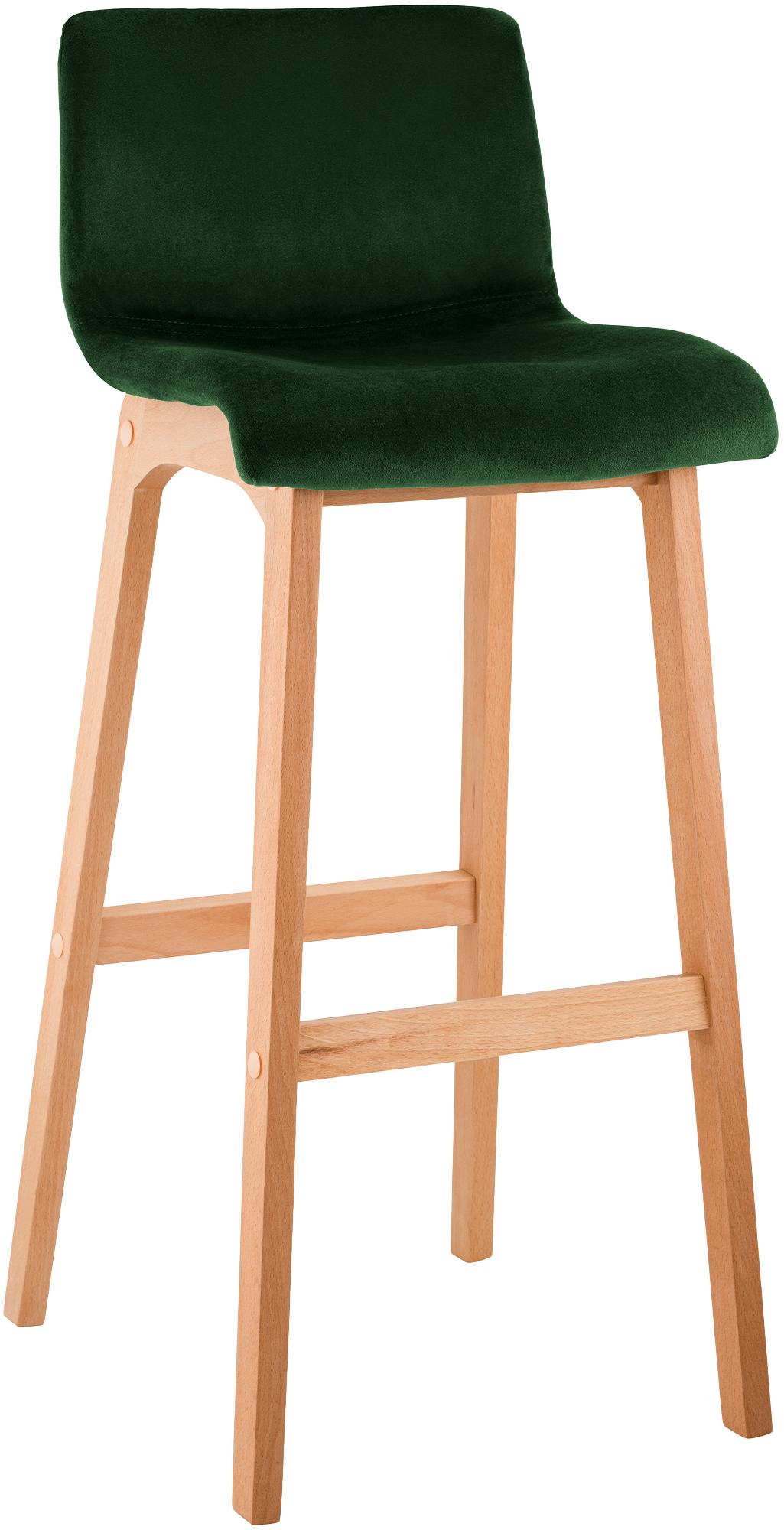 CLP Barhocker mit Lehne Hover, Barstuhl Holz Natura gepolstert mit Samtbezug, Tresenstuhl 77cm Sitzh&ouml;he 