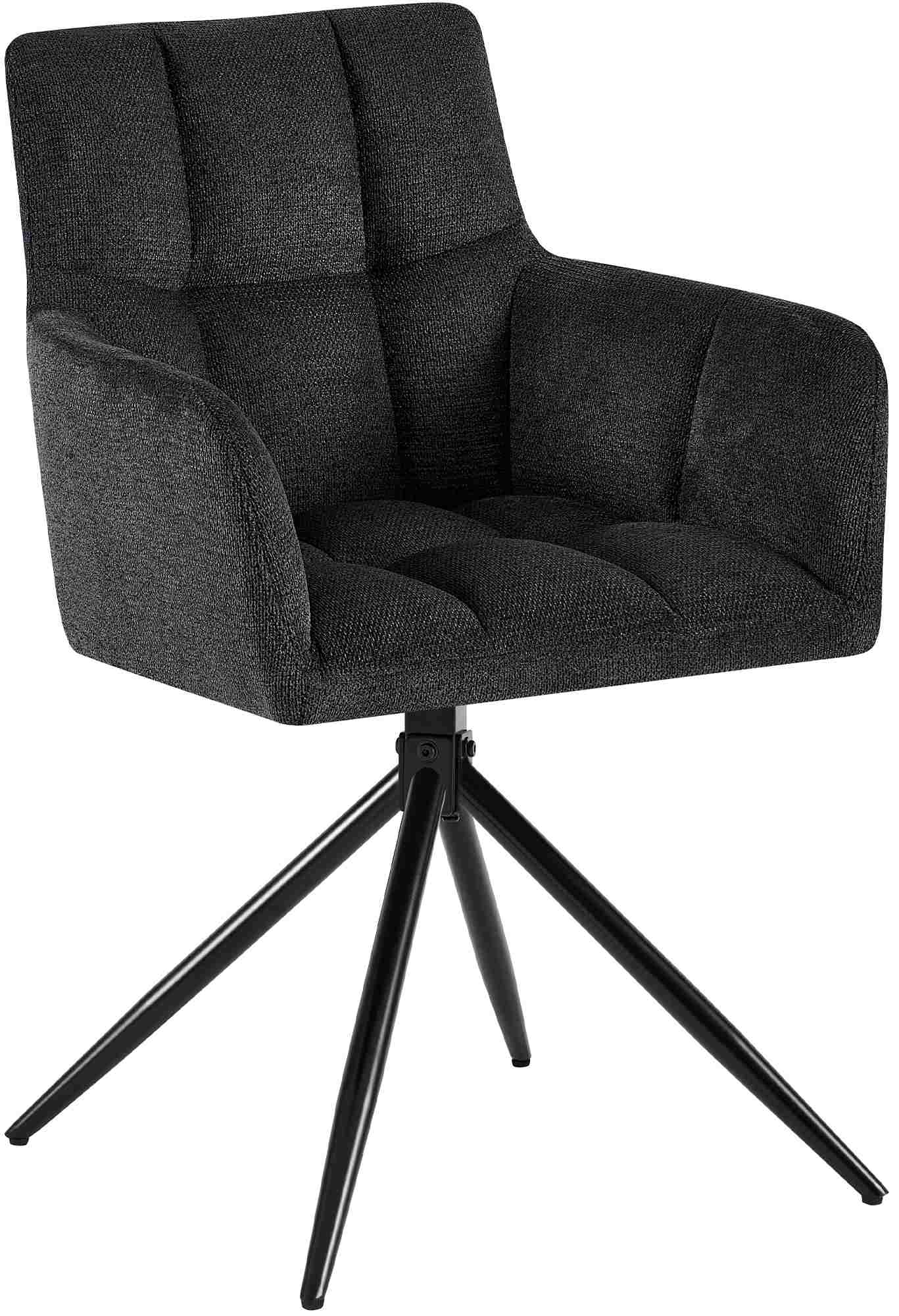 CLP Esszimmerstuhl Jonah, schwenkbarer Polsterstuhl mit Armlehne, 180&deg; Auto-R&uuml;ckstellmechanismus, Stoffbezug pflegeleicht, Stuhl f&uuml;r K&uuml;che 