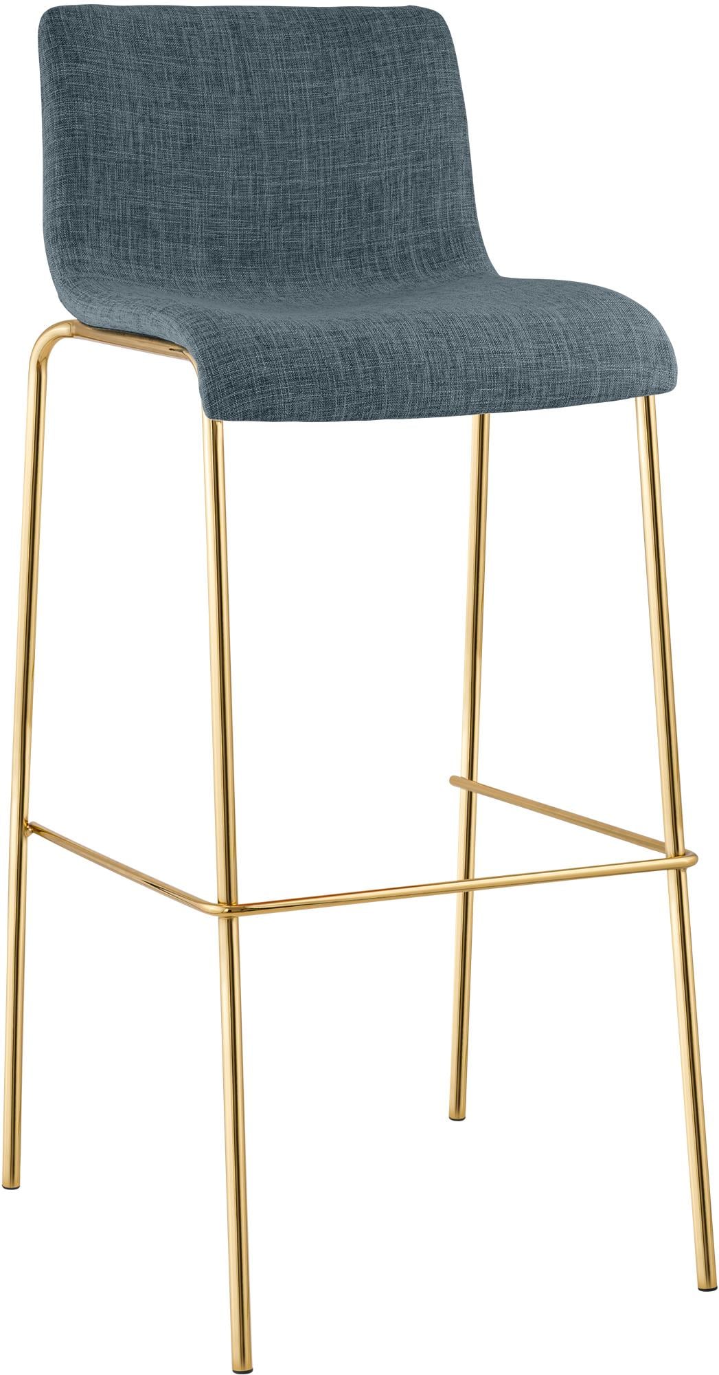 CLP Barhocker mit Lehne Hover, Barstuhl stapelbar mit Stoffbezug, Metallgestell Goldoptik, Stapelstuhl bis 150 kg belastbar 