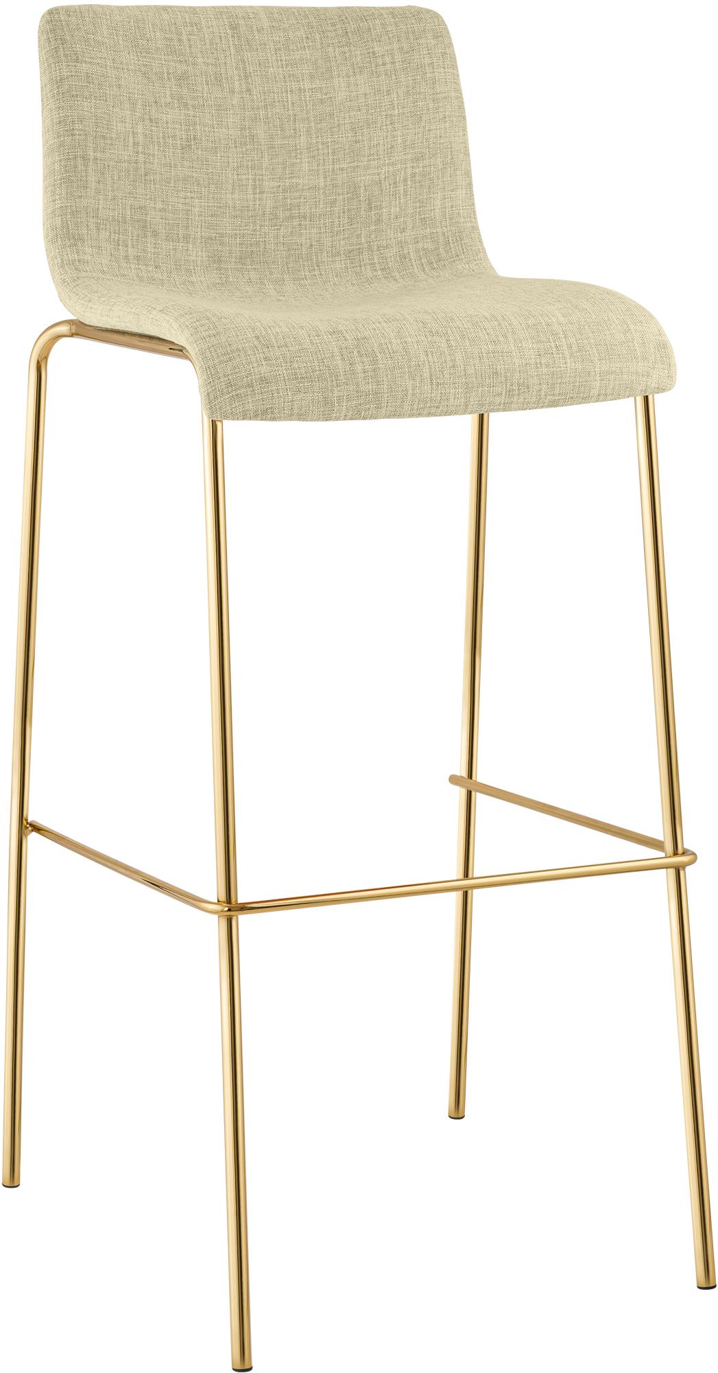 CLP Barhocker mit Lehne Hover, Barstuhl stapelbar mit Stoffbezug, Metallgestell Goldoptik, Stapelstuhl bis 150 kg belastbar 