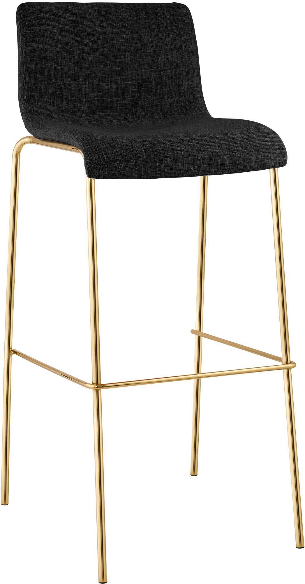 CLP Barhocker mit Lehne Hover, Barstuhl stapelbar mit Stoffbezug, Metallgestell Goldoptik, Stapelstuhl bis 150 kg belastbar 